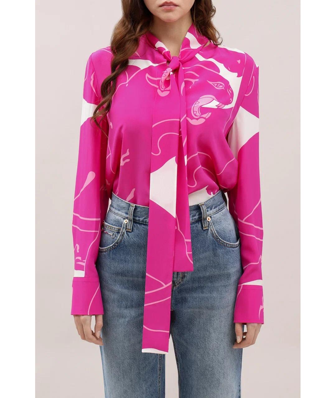 VALENTINO Фуксия шелковая блузы, фото 2