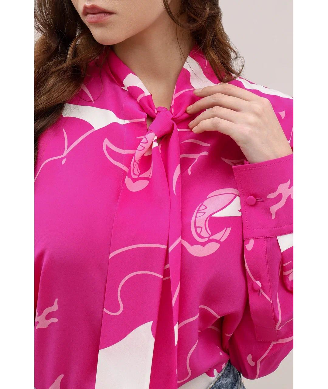 VALENTINO Фуксия шелковая блузы, фото 4