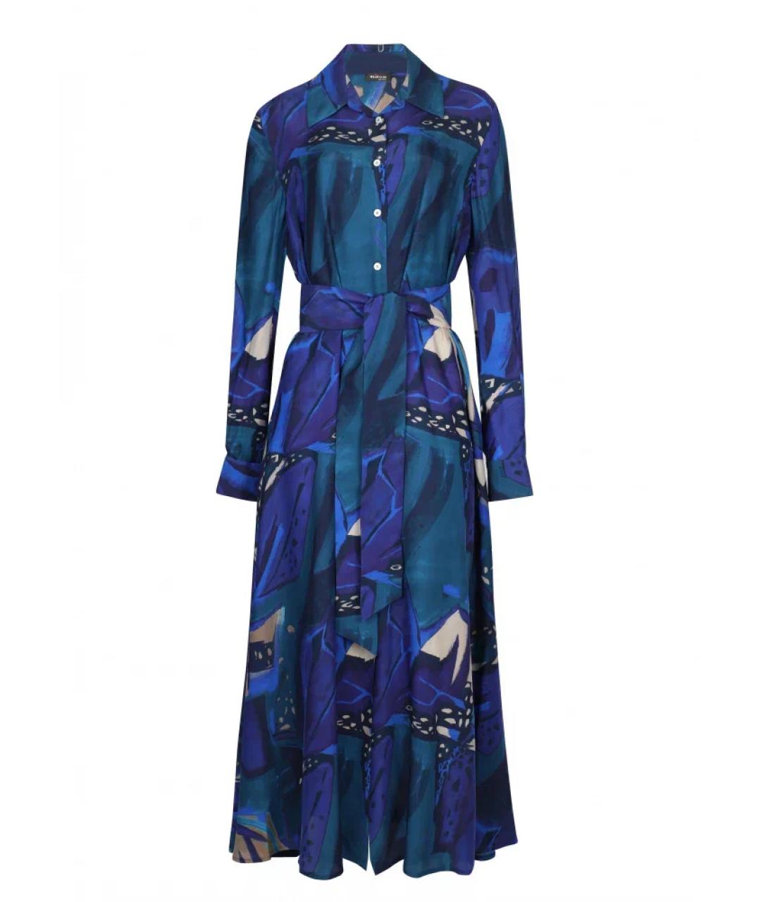 KITON Синее шелковое вечернее платье, фото 1