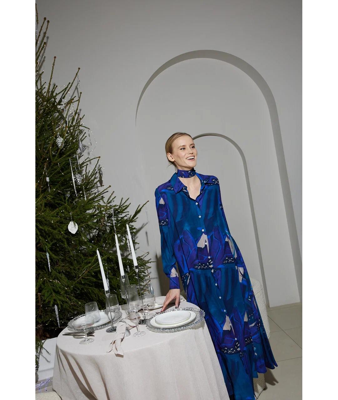 KITON Синее шелковое вечернее платье, фото 5