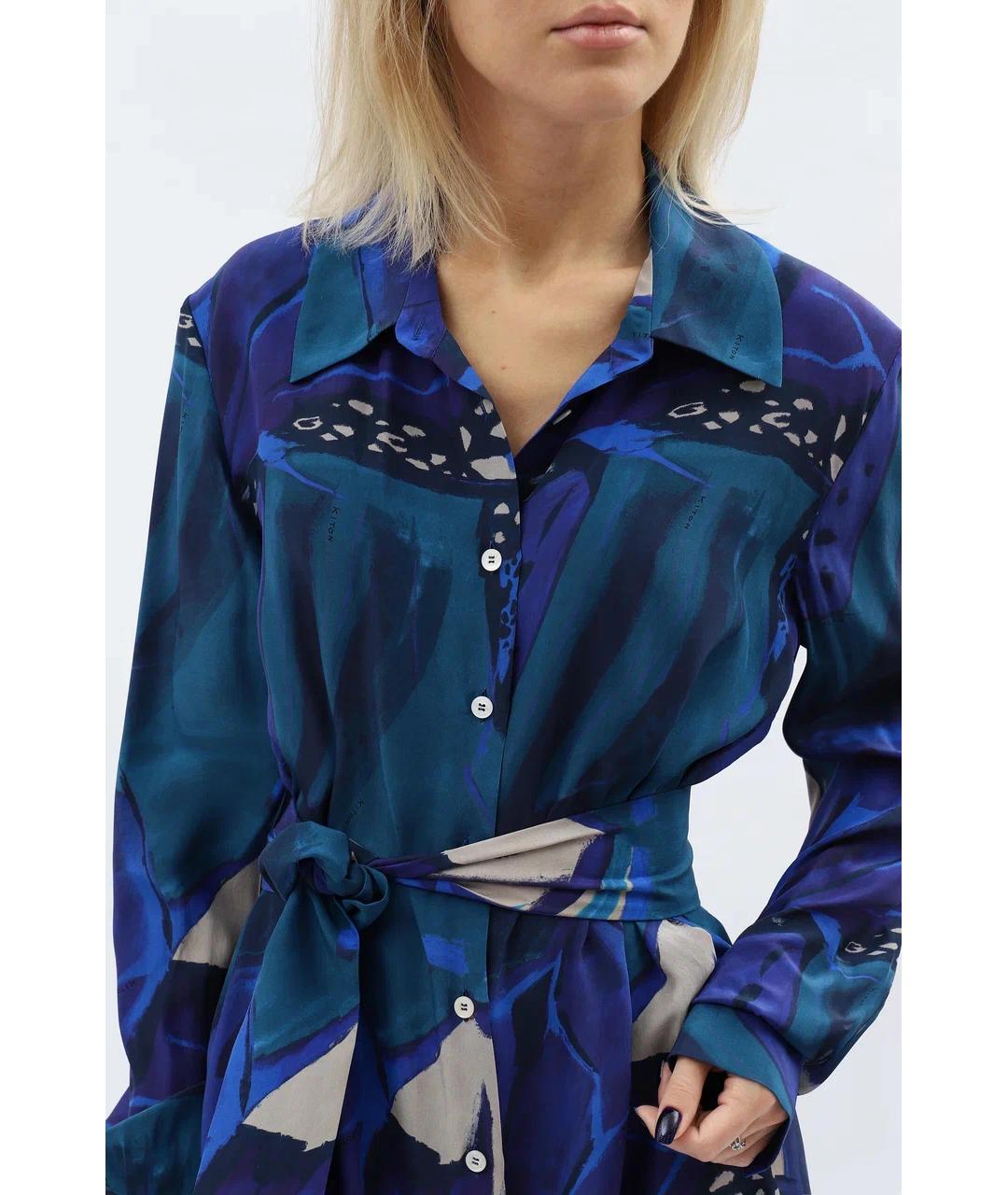 KITON Синее шелковое вечернее платье, фото 2