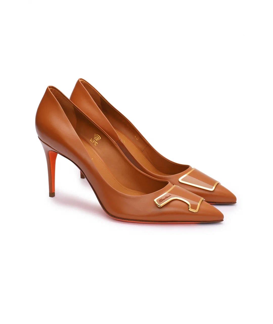 SANTONI Коричневые туфли из лакированной кожи, фото 2