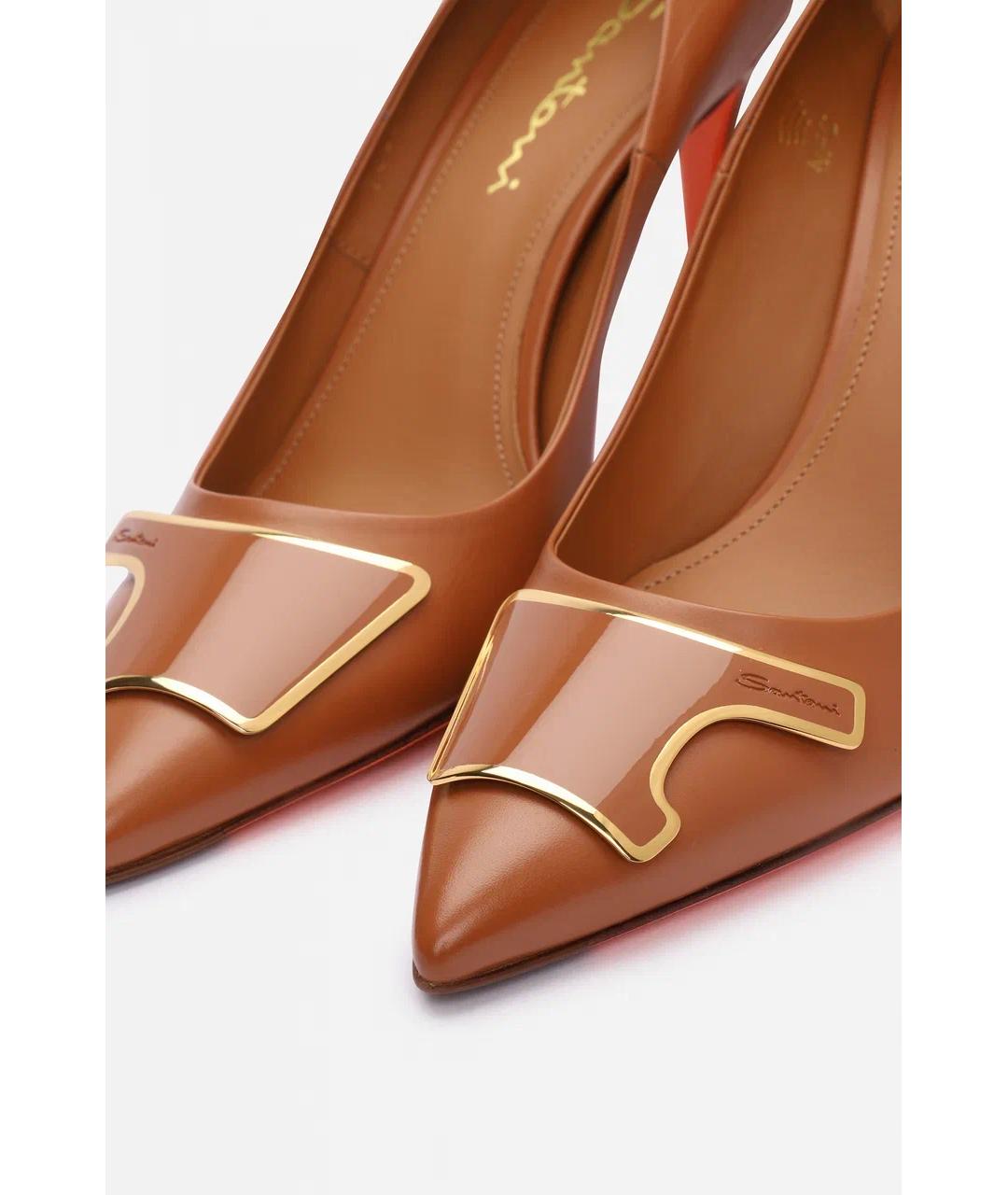 SANTONI Коричневые туфли из лакированной кожи, фото 4