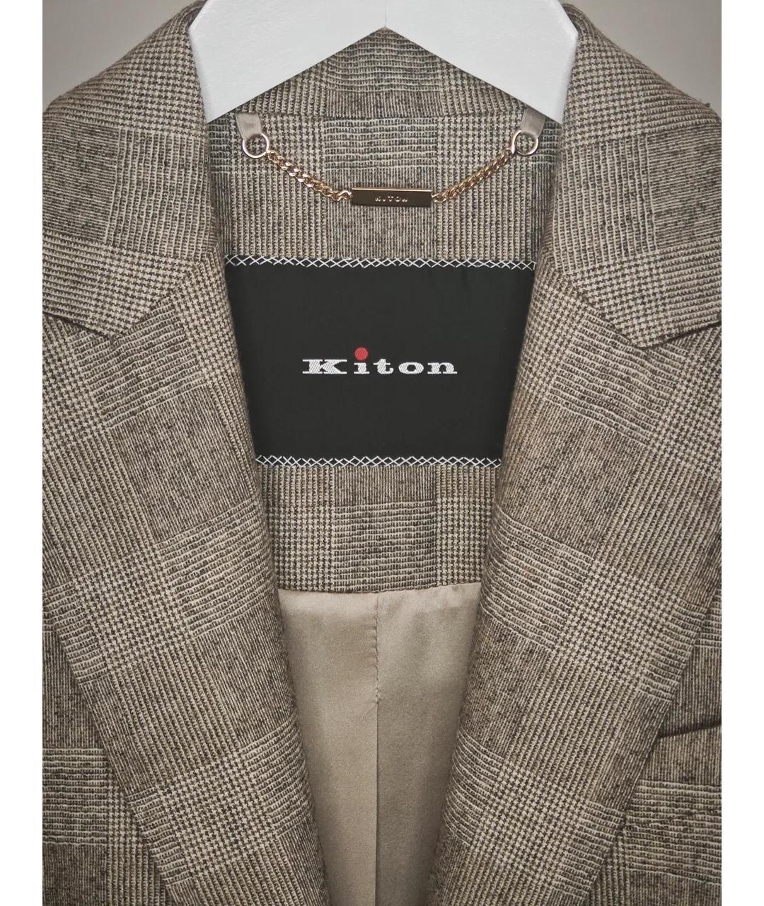 KITON Коричневый шерстяной жакет/пиджак, фото 8