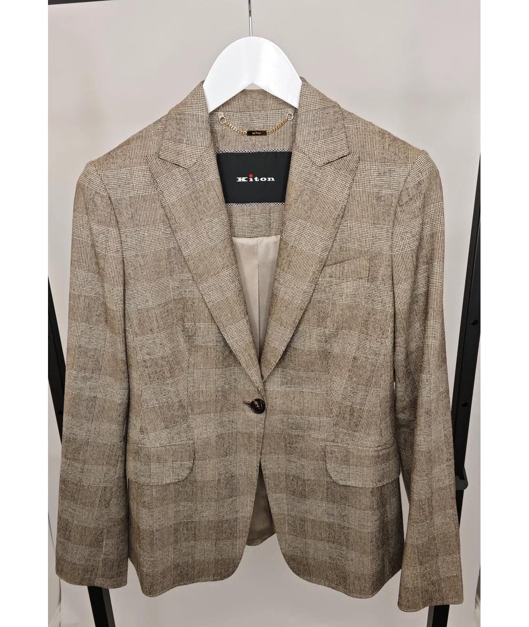 KITON Коричневый шерстяной жакет/пиджак, фото 6