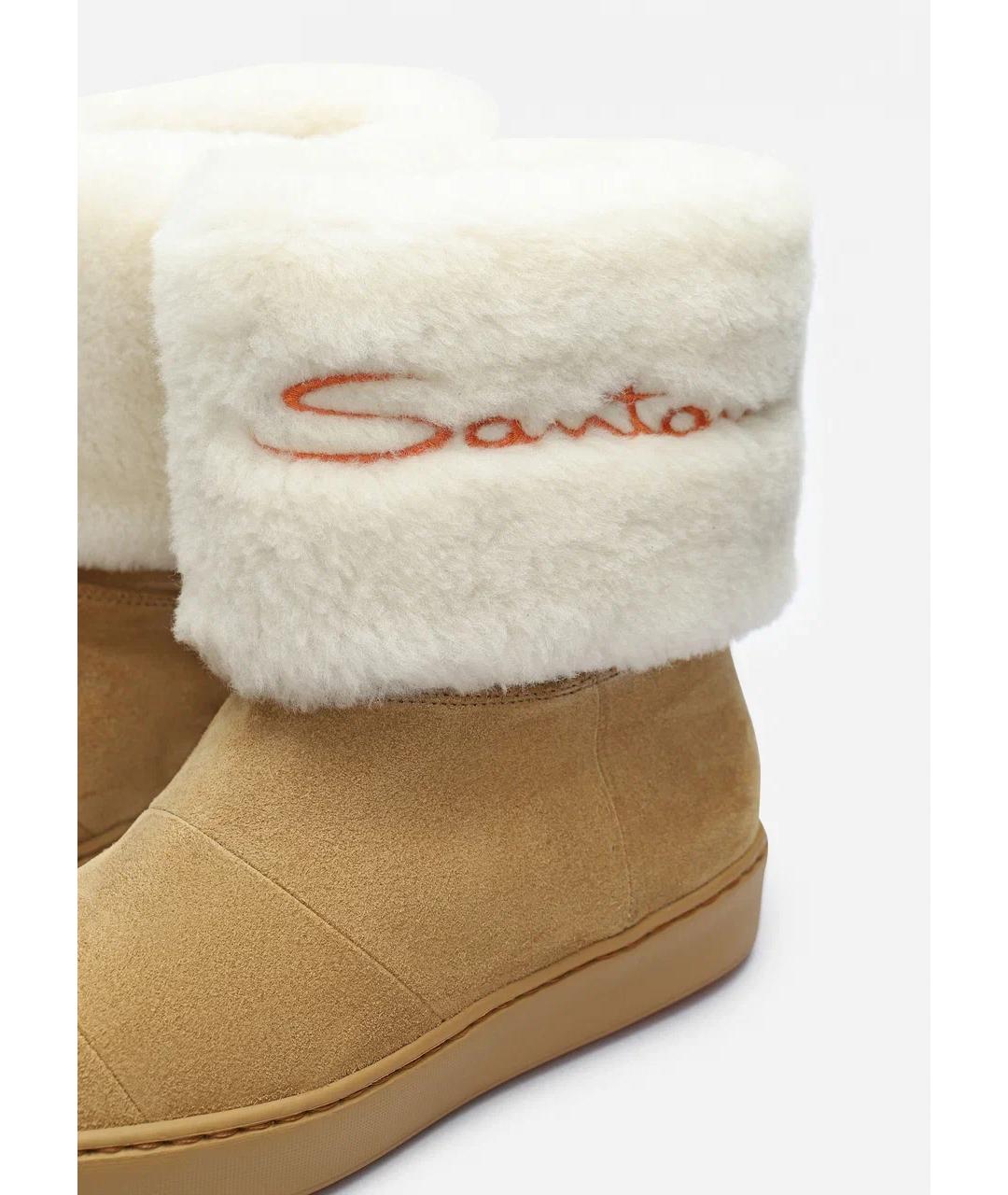 SANTONI Коричневые замшевые сапоги, фото 4