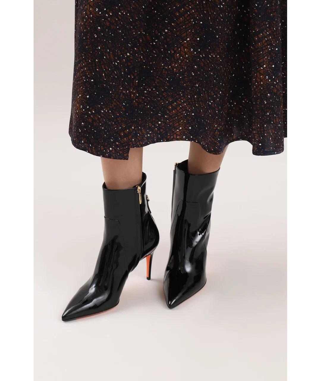 SANTONI Черные ботильоны из лакированной кожи, фото 3