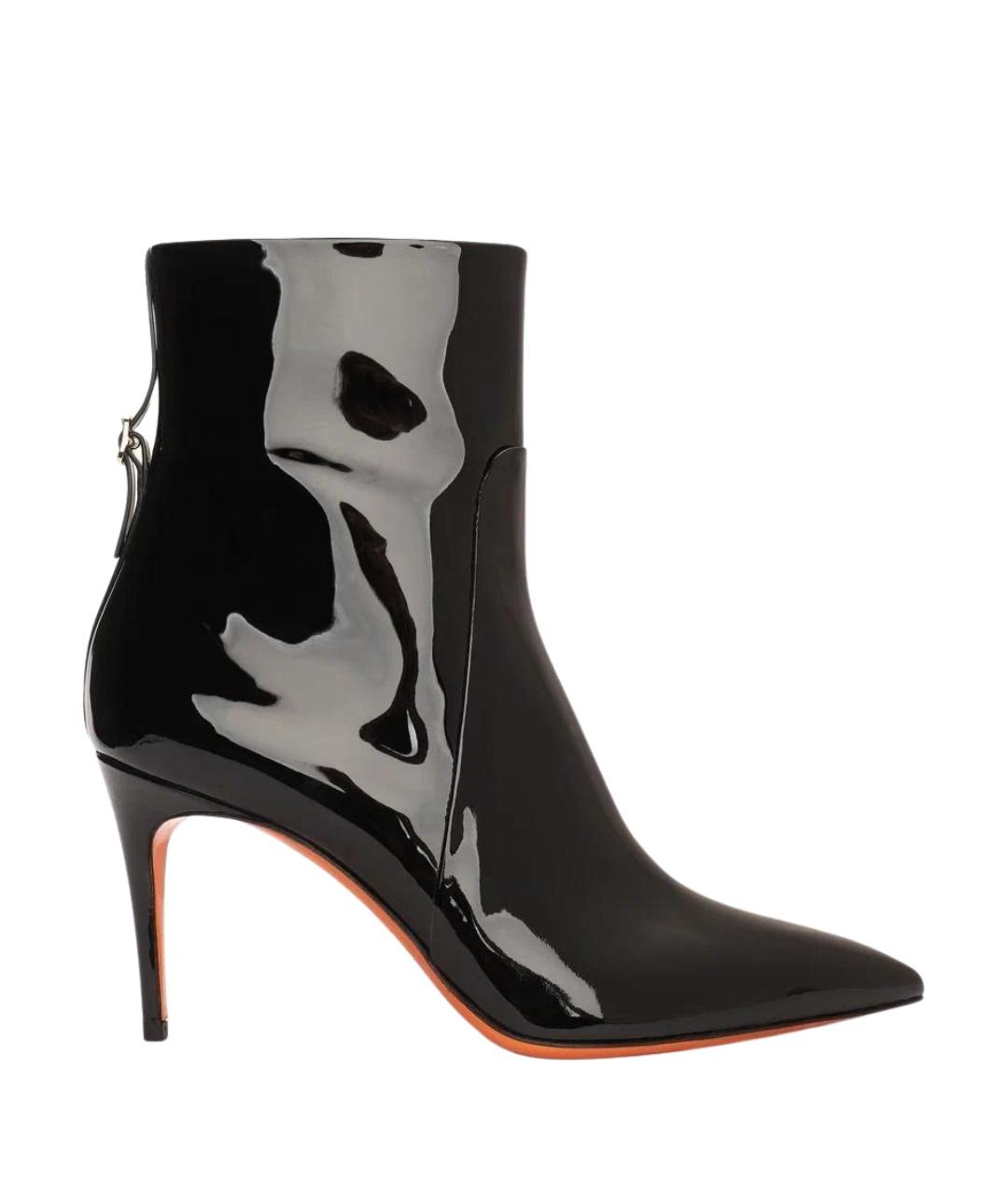 SANTONI Черные ботильоны из лакированной кожи, фото 1