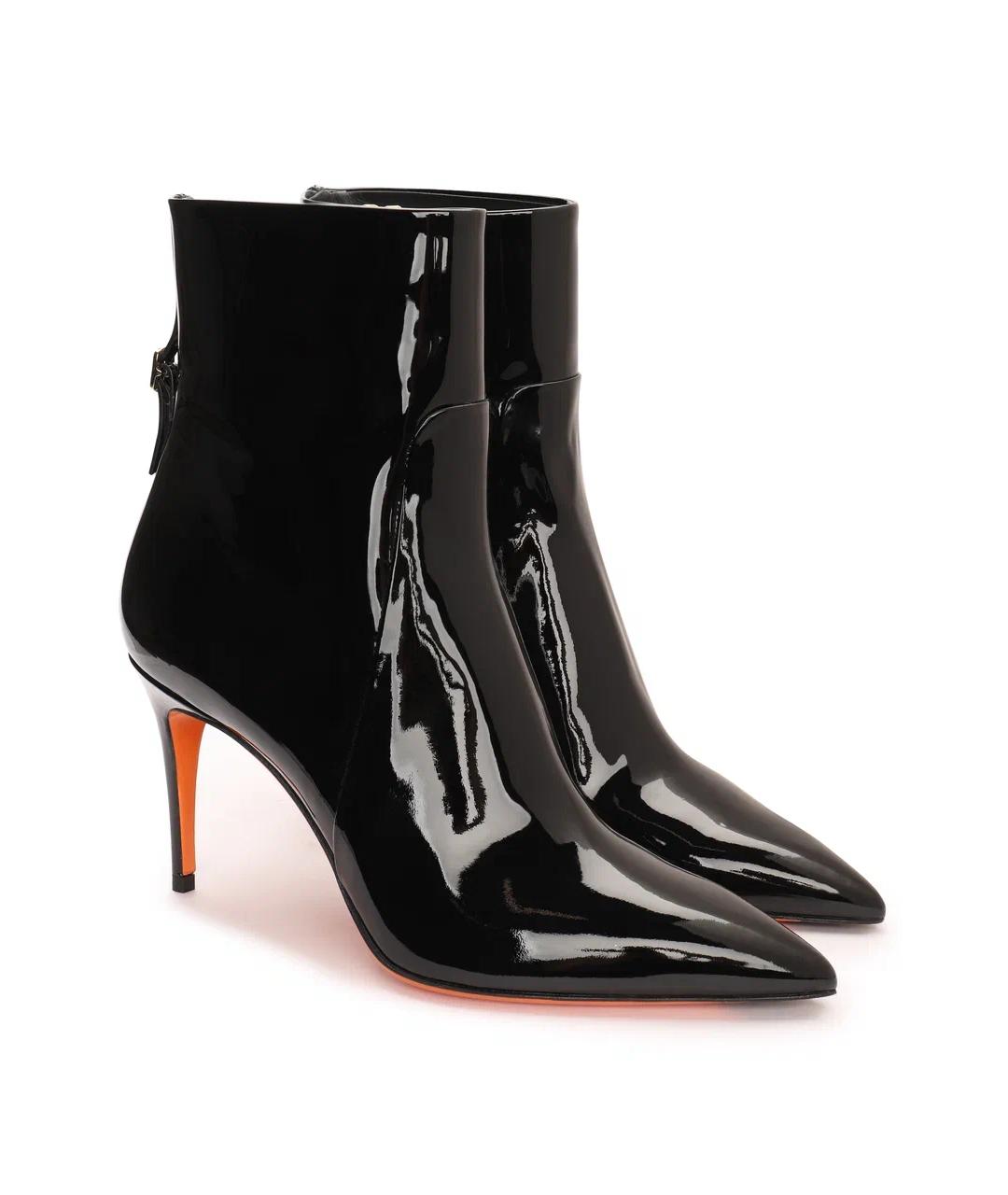 SANTONI Черные ботильоны из лакированной кожи, фото 2