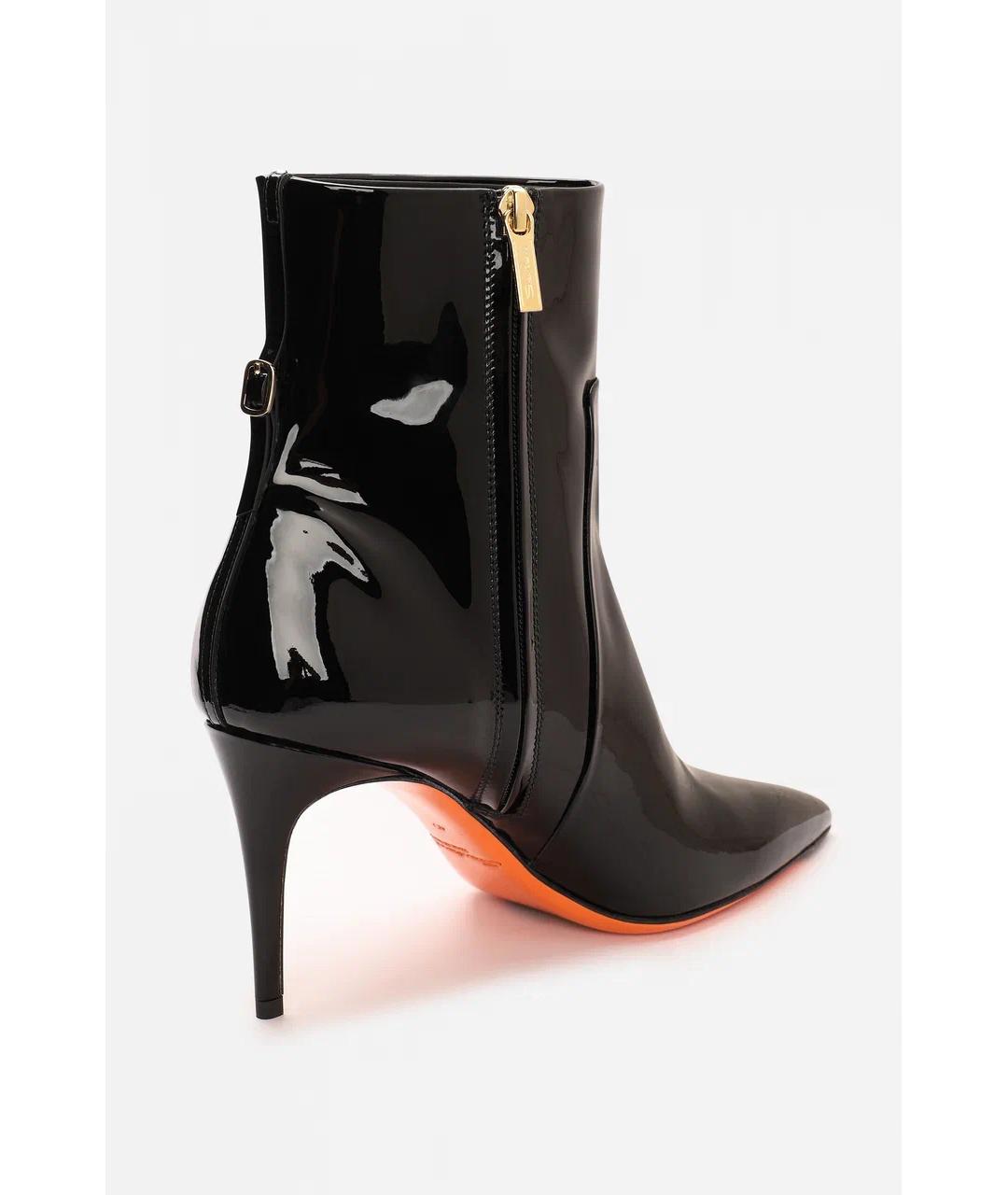 SANTONI Черные ботильоны из лакированной кожи, фото 6
