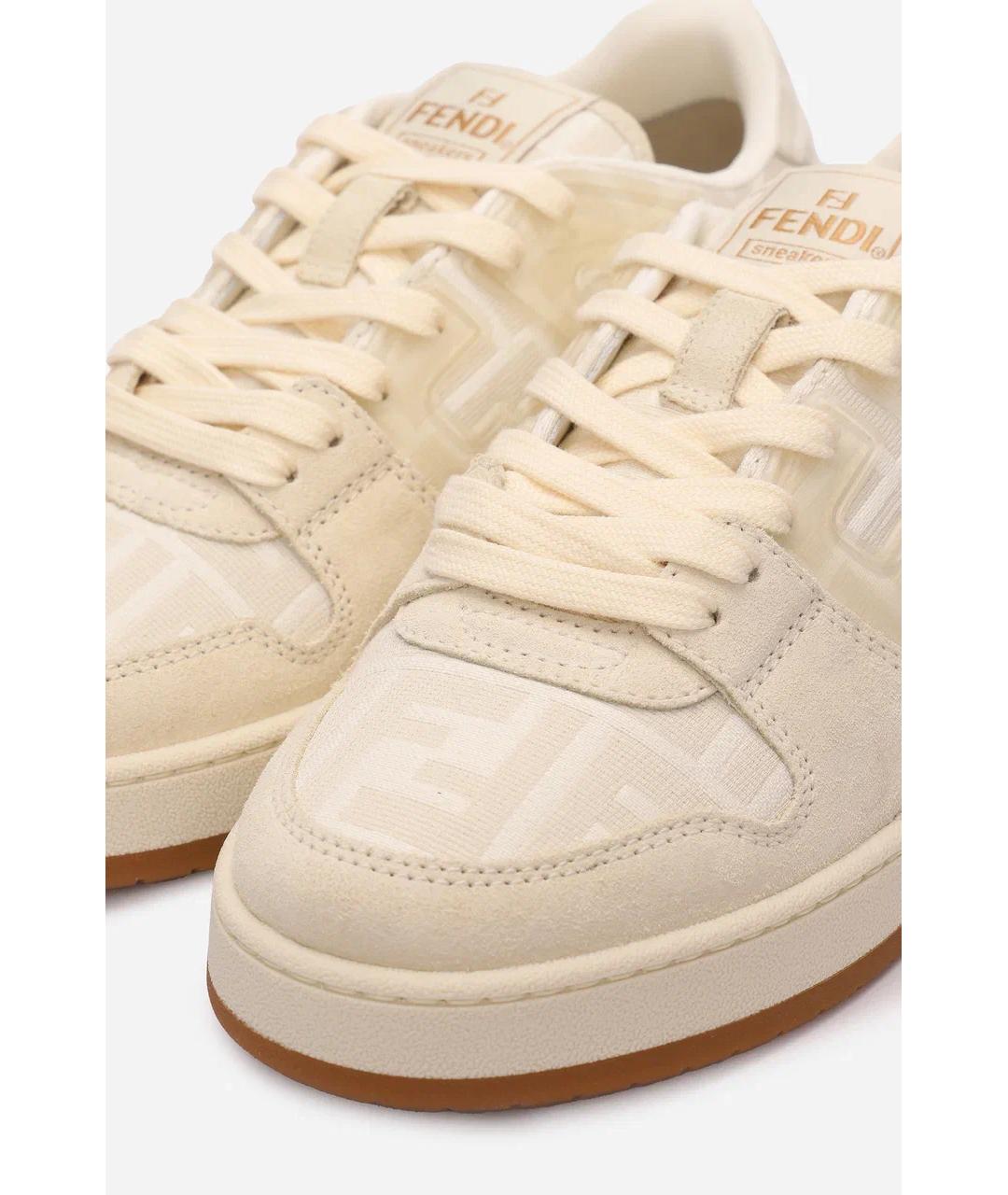 FENDI Бежевые кеды, фото 3