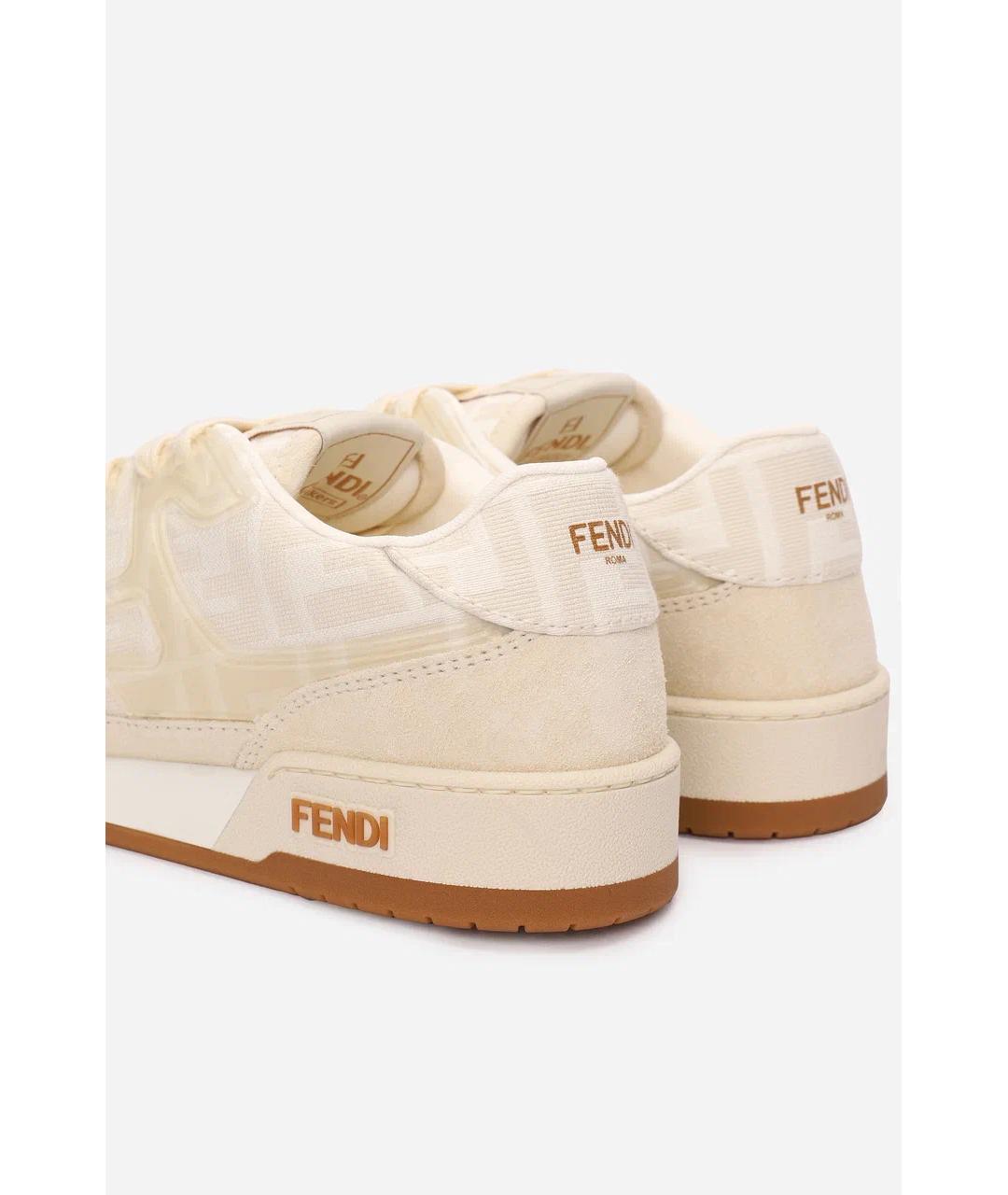 FENDI Бежевые кеды, фото 4