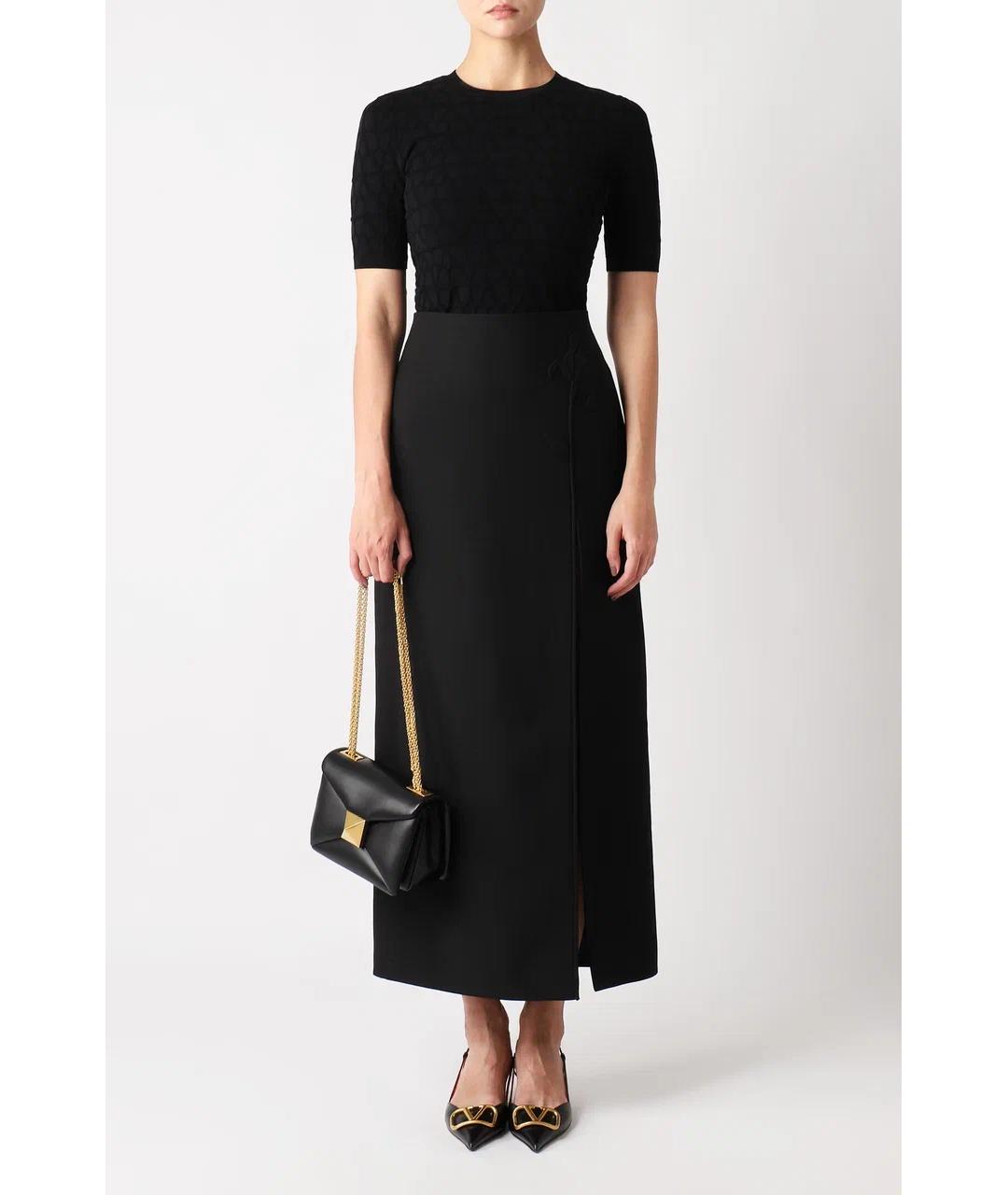 VALENTINO Черная шерстяная юбка миди, фото 2