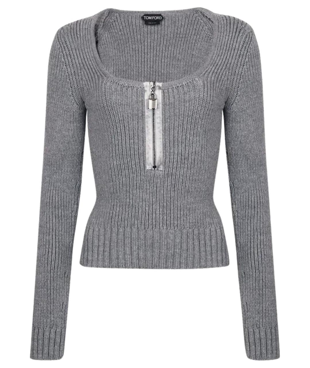 TOM FORD Серый шерстяной джемпер / свитер, фото 1