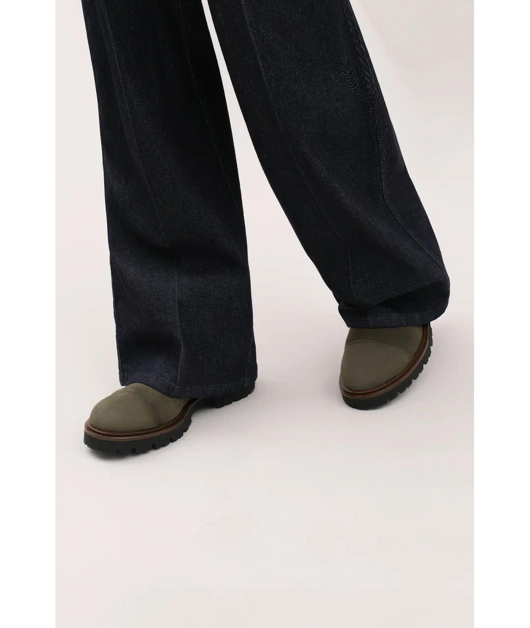 KITON Хаки замшевые ботинки, фото 6