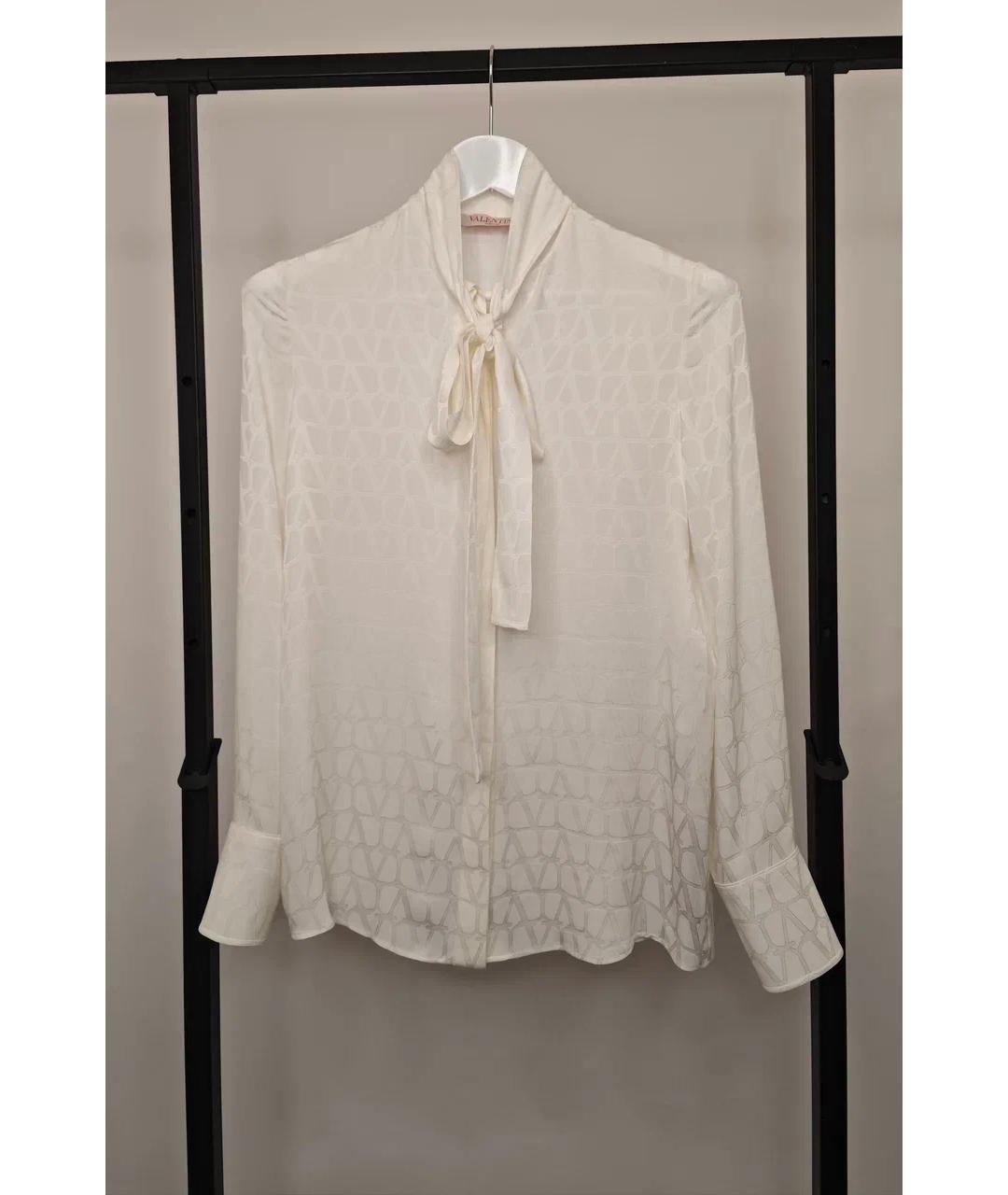 VALENTINO Белая шелковая блузы, фото 6