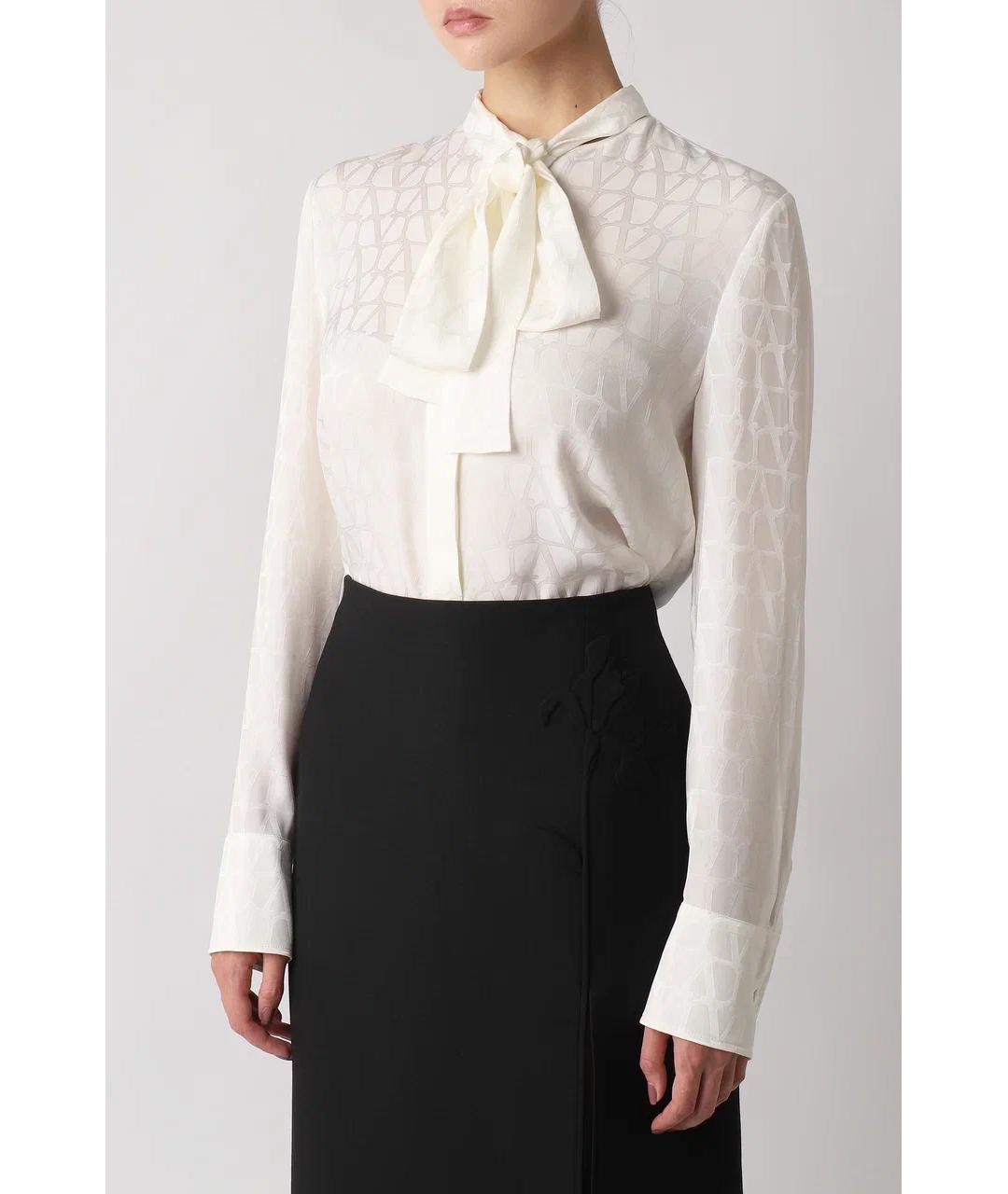 VALENTINO Белая шелковая блузы, фото 3