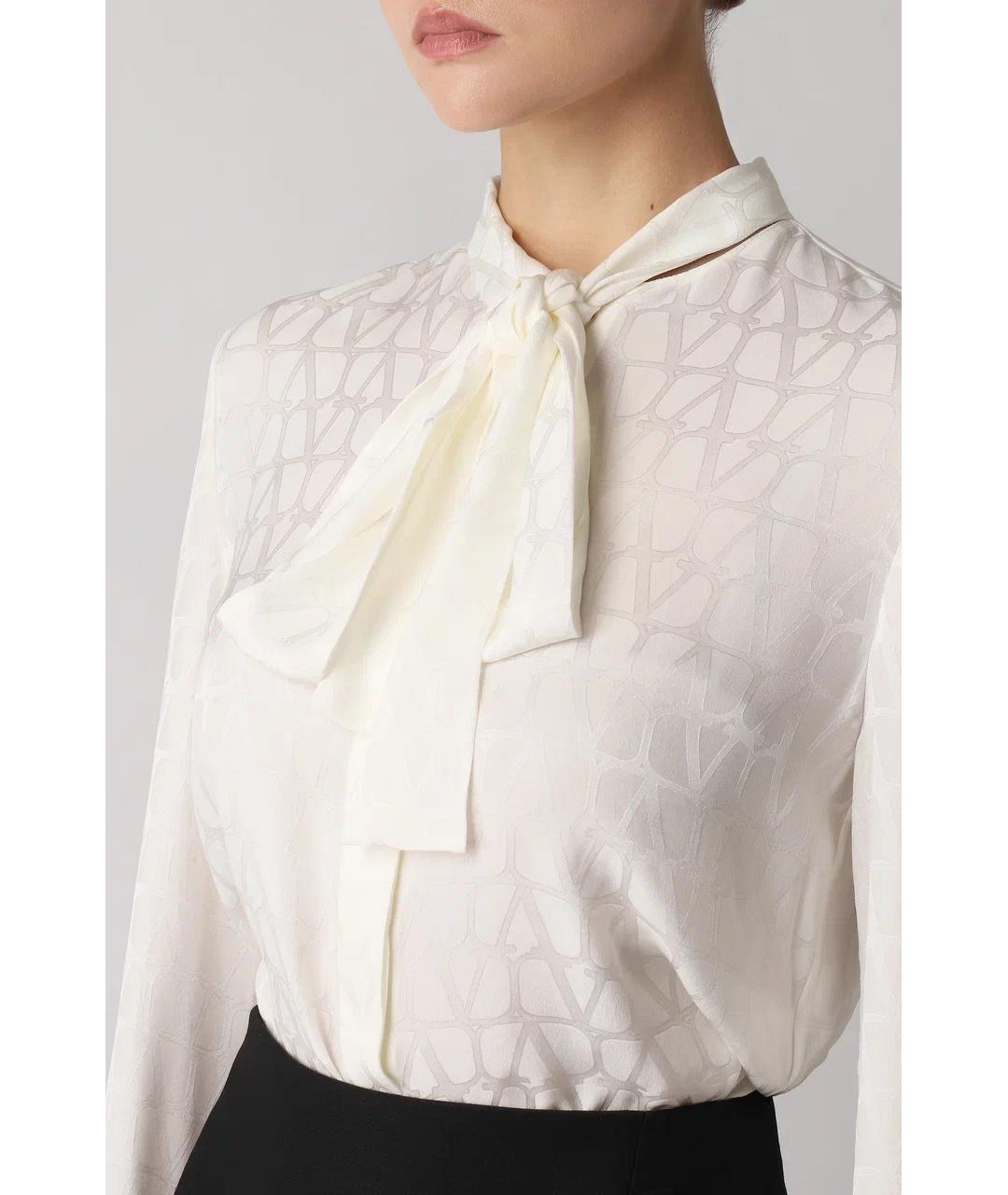 VALENTINO Белая шелковая блузы, фото 4