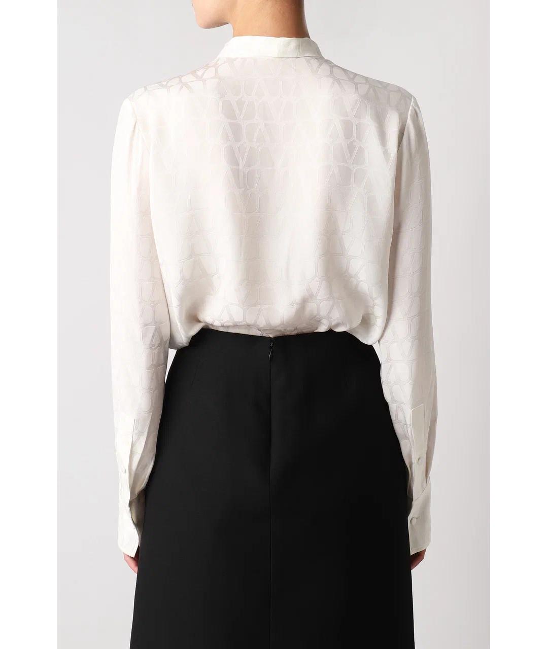 VALENTINO Белая шелковая блузы, фото 5