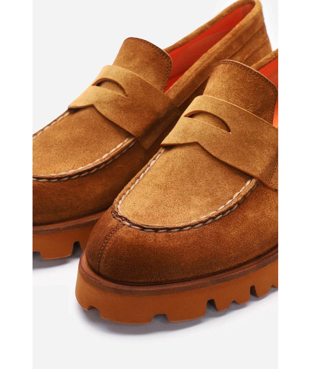 SANTONI Коричневые замшевые лоферы, фото 3