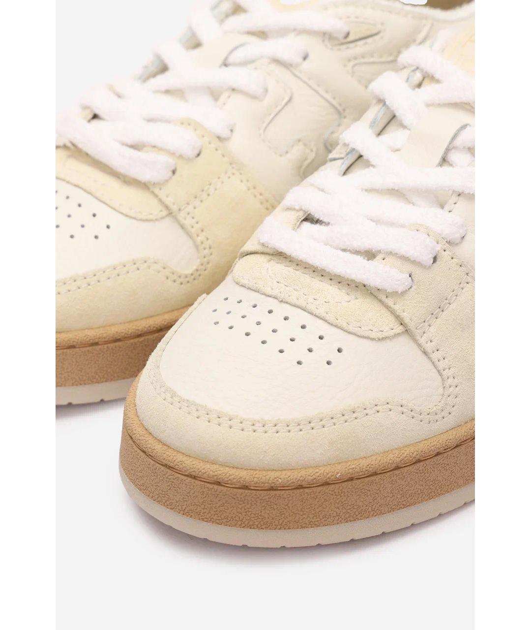 FENDI Бежевые кожаные кеды, фото 3