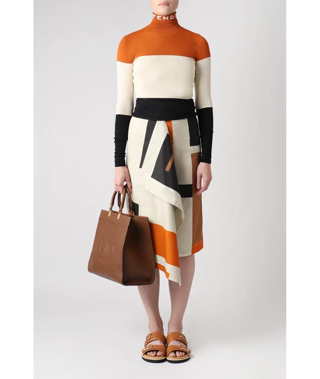 FENDI Мульти хлопковая юбка миди, фото 2