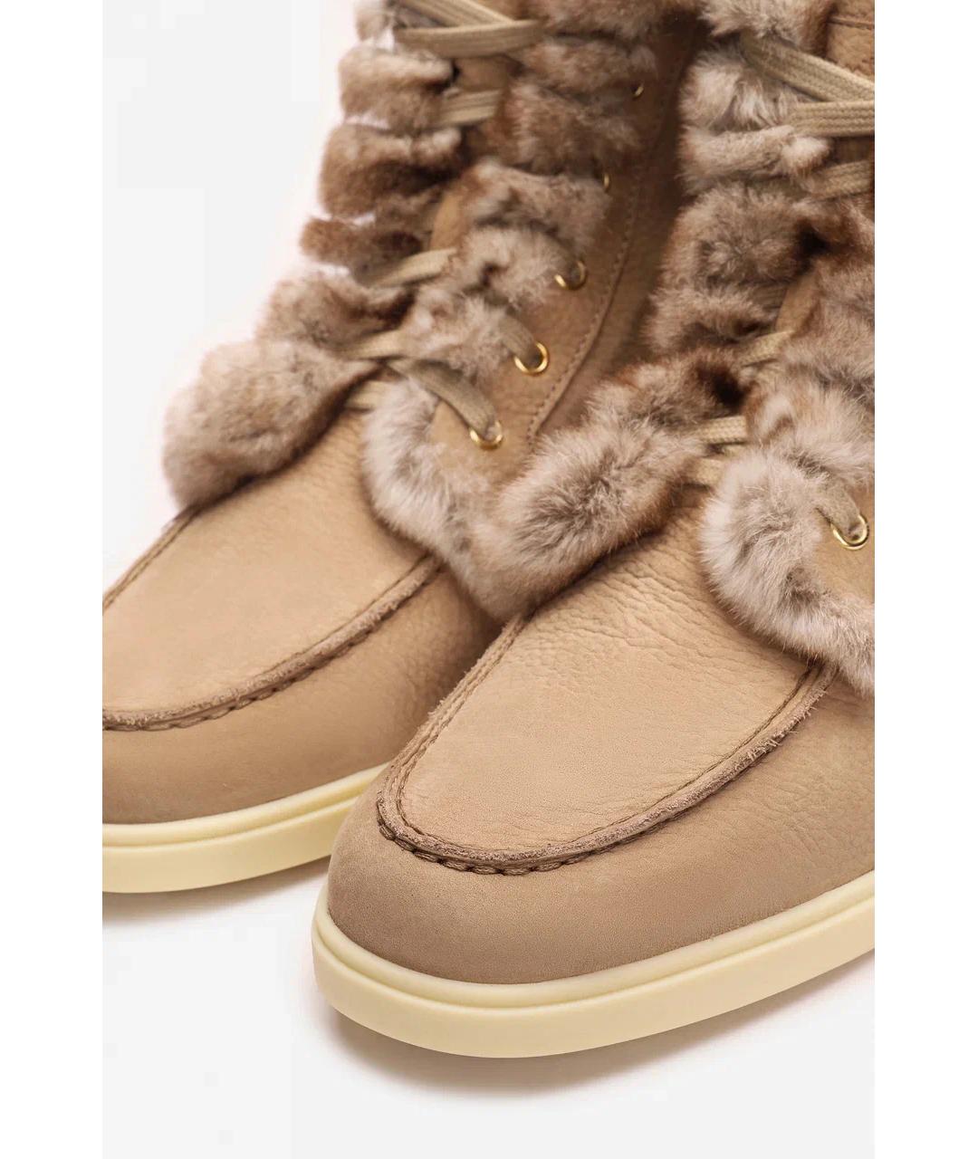 SANTONI Бежевые нубуковые ботинки, фото 3