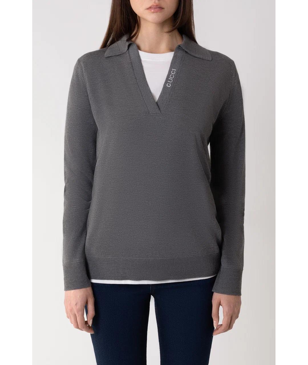 GUCCI Серый шерстяной джемпер / свитер, фото 2