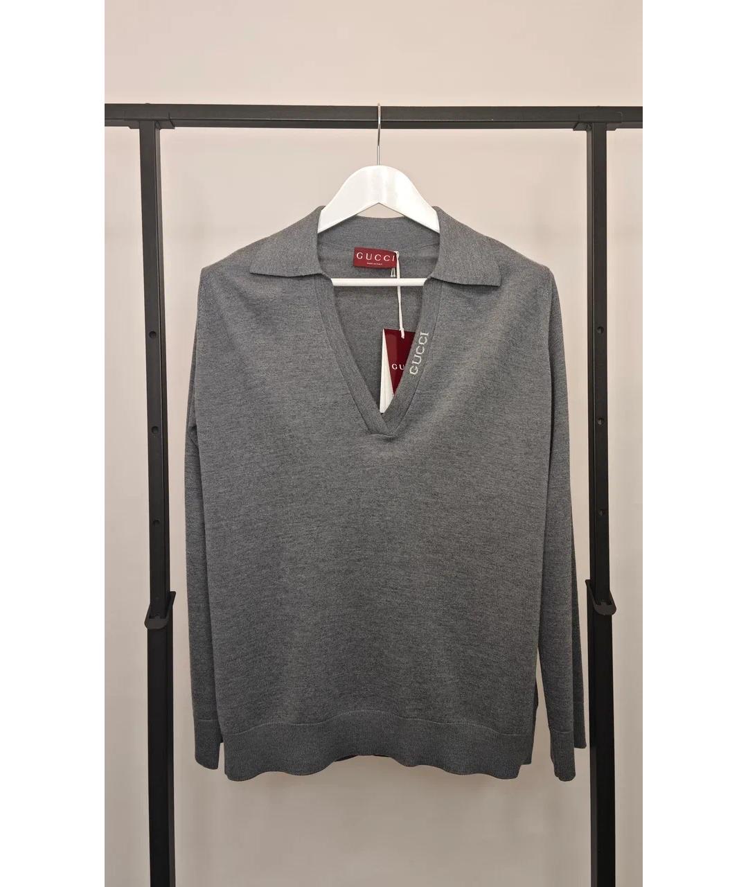 GUCCI Серый шерстяной джемпер / свитер, фото 6