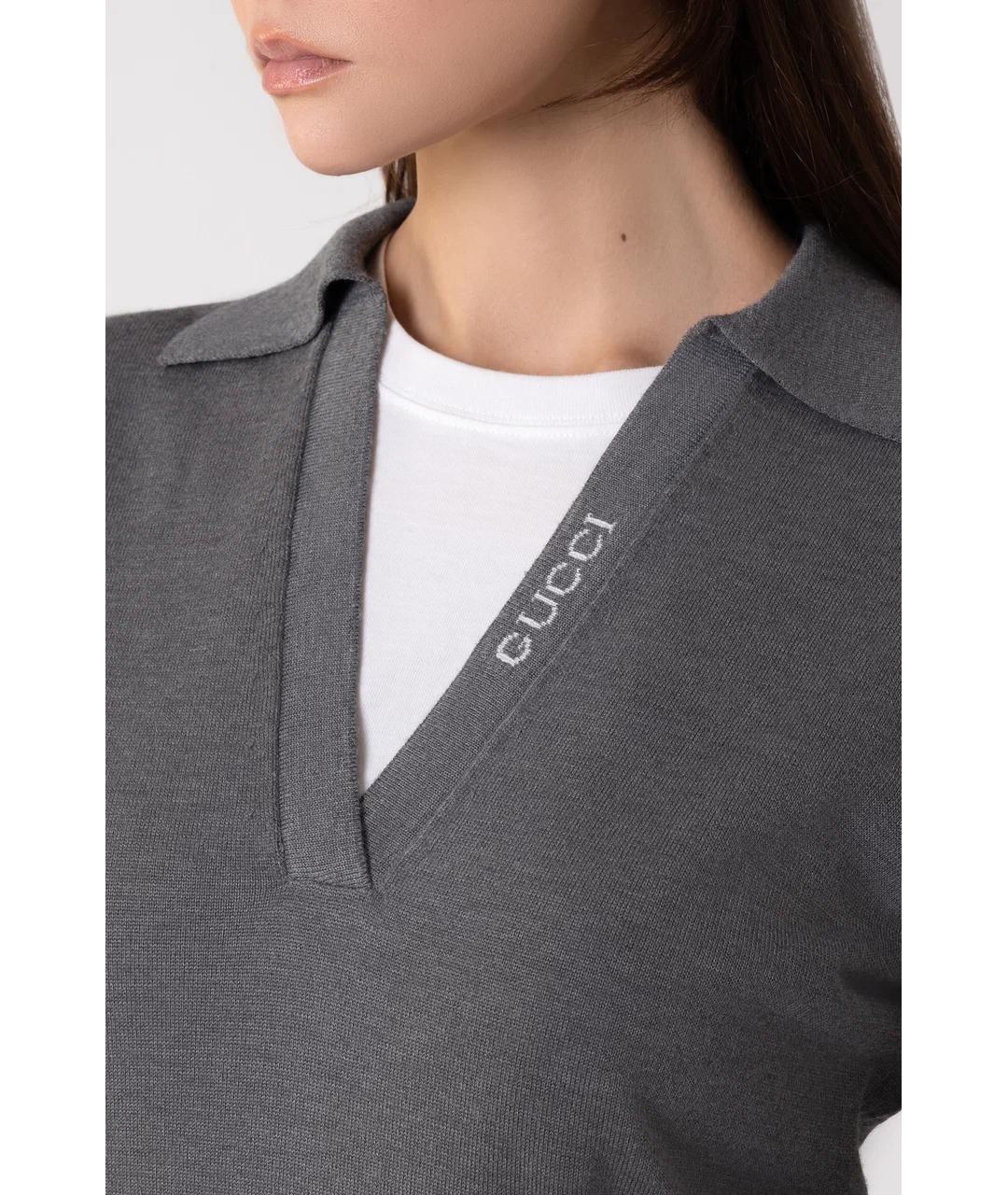 GUCCI Серый шерстяной джемпер / свитер, фото 3