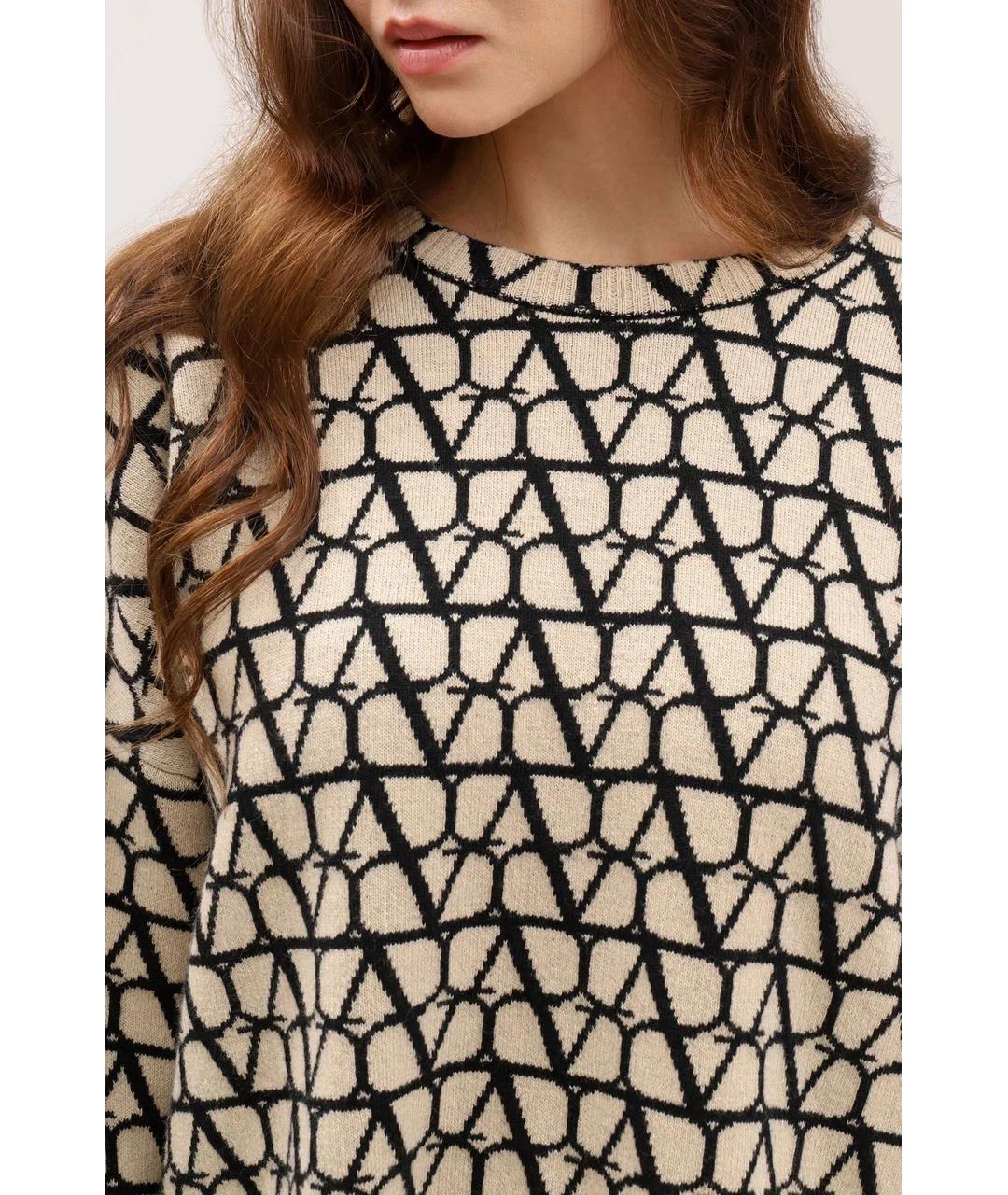 VALENTINO Бежевый шерстяной джемпер / свитер, фото 4