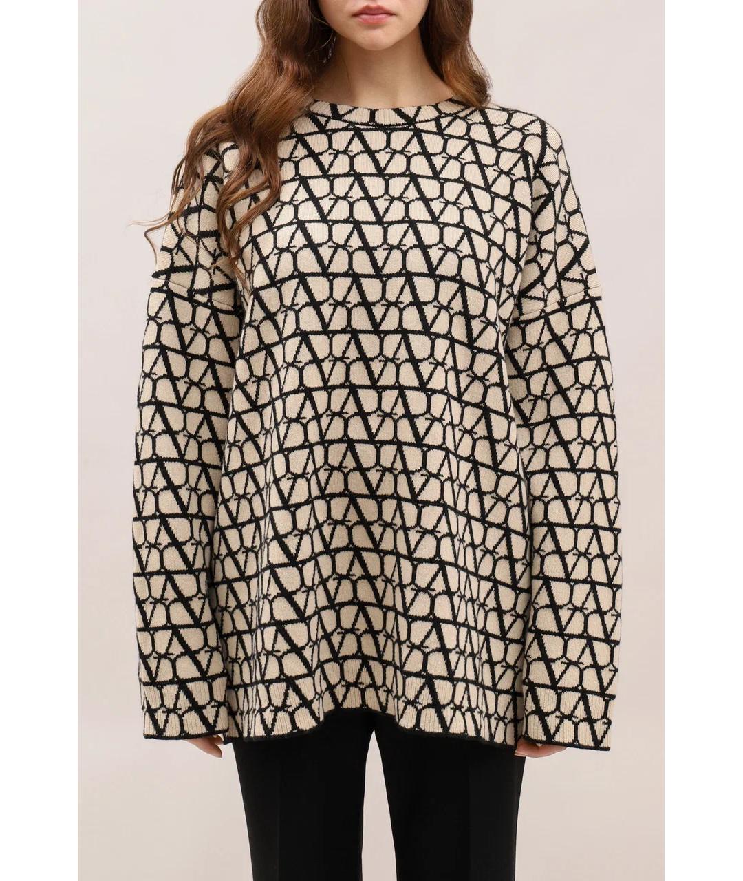 VALENTINO Бежевый шерстяной джемпер / свитер, фото 2