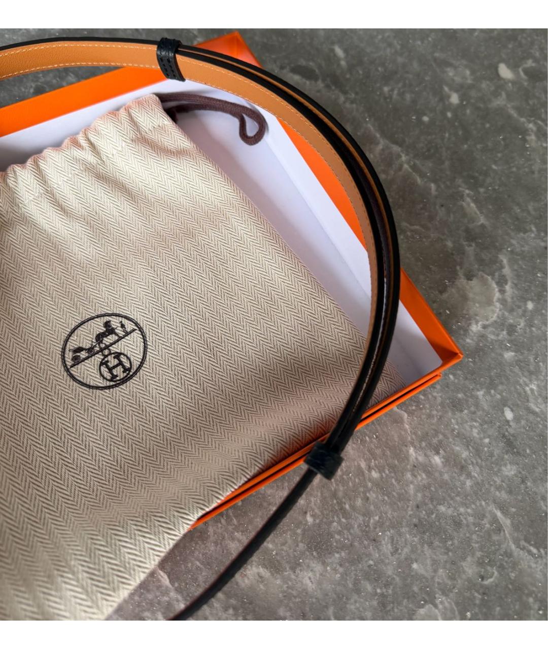 HERMES Черный кожаный ремень, фото 5