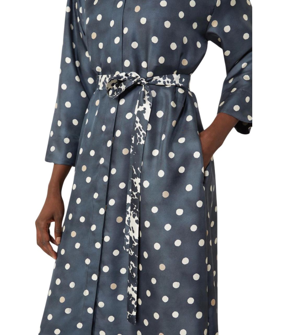 'S MAX MARA Синее шелковое повседневное платье, фото 3