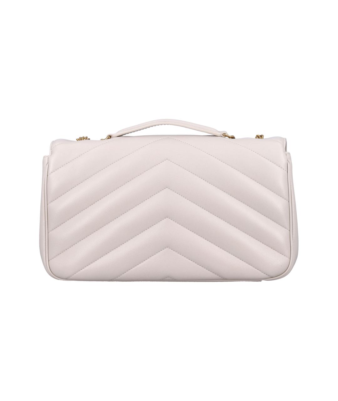 SAINT LAURENT Бежевая кожаная сумка через плечо, фото 4