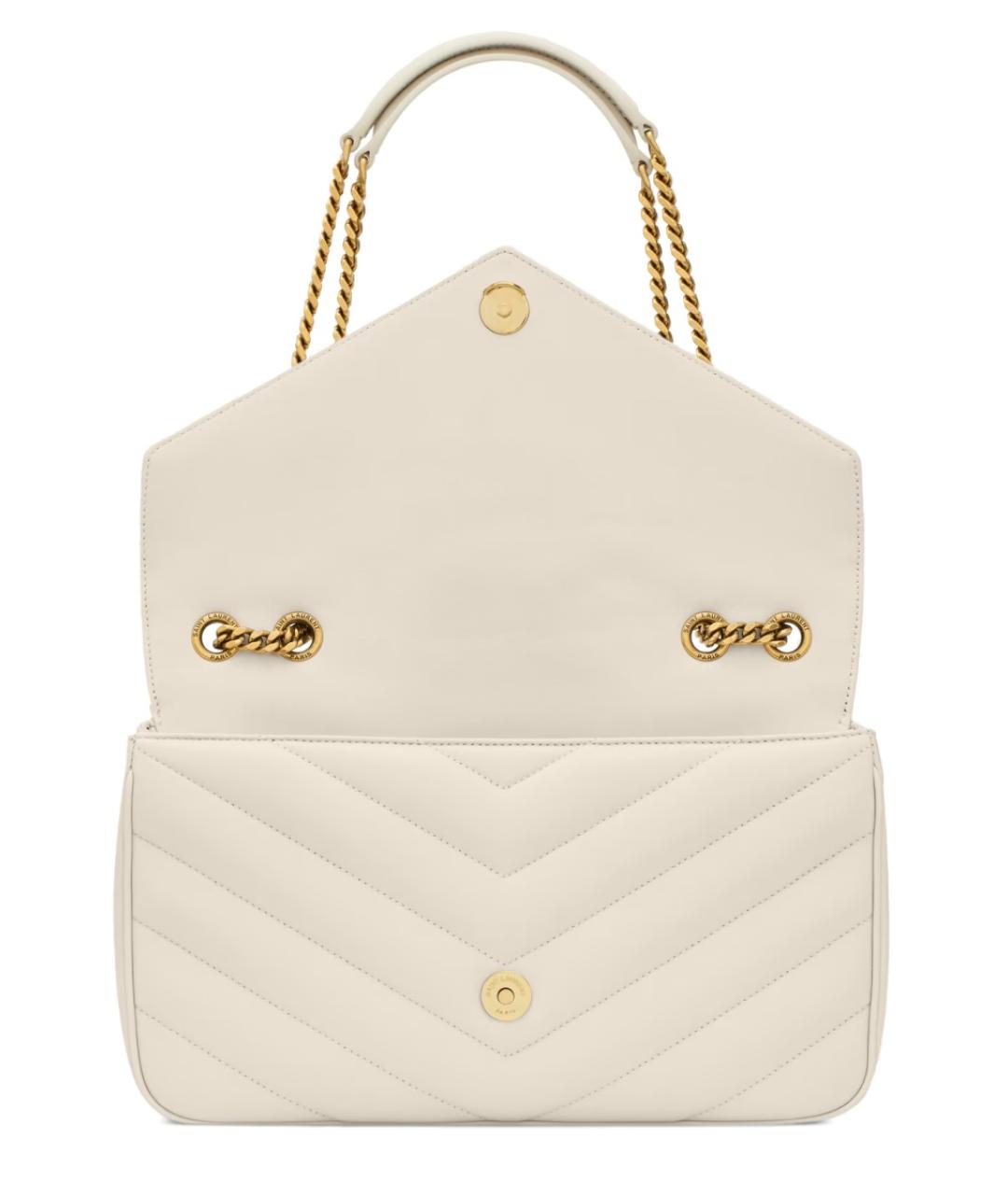 SAINT LAURENT Бежевая кожаная сумка через плечо, фото 5