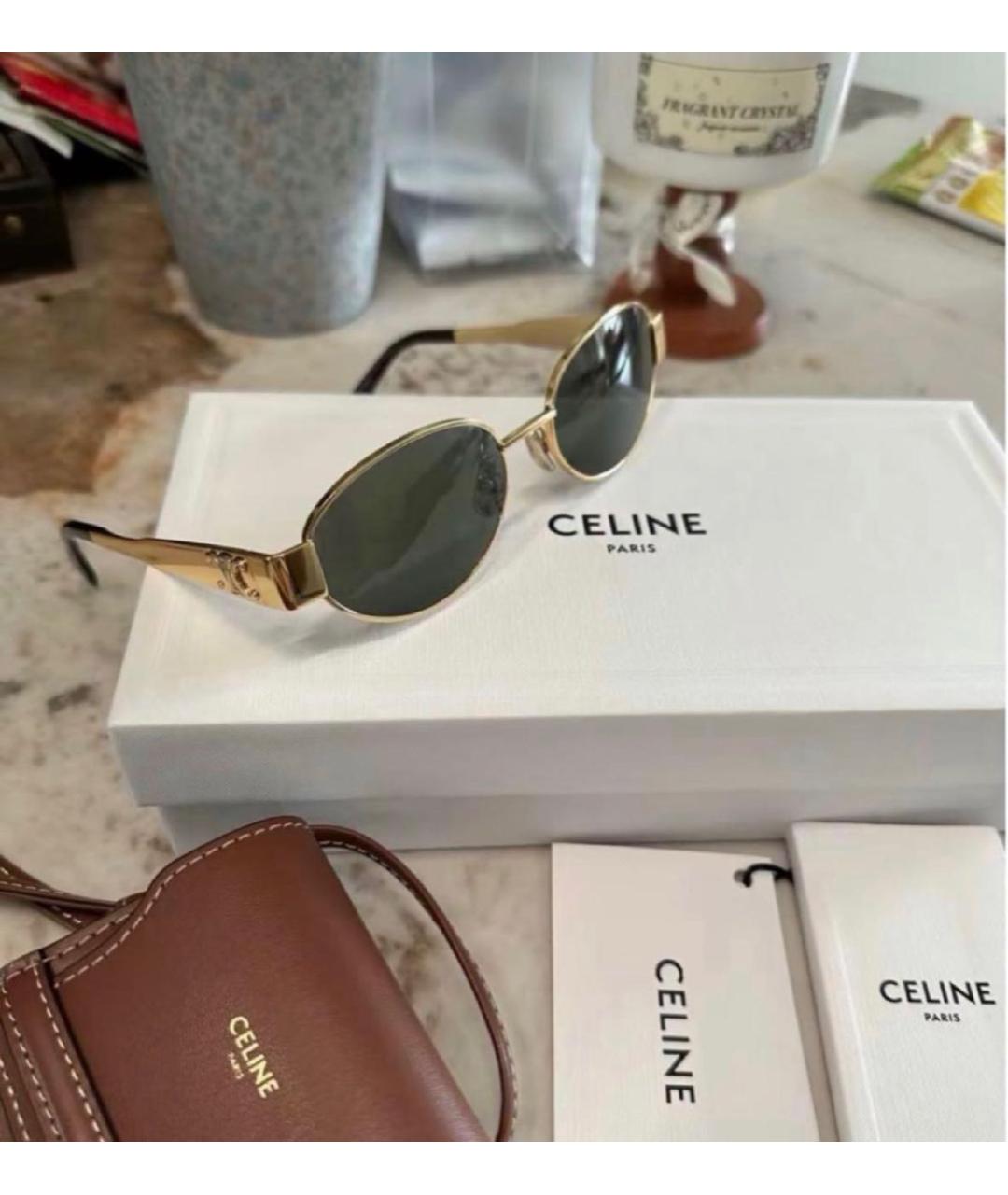 CELINE Золотые металлические солнцезащитные очки, фото 4