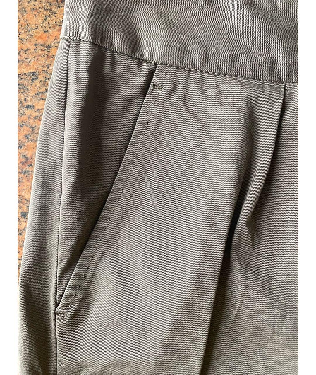 FERRAGAMO Хаки хлопковые прямые брюки, фото 4