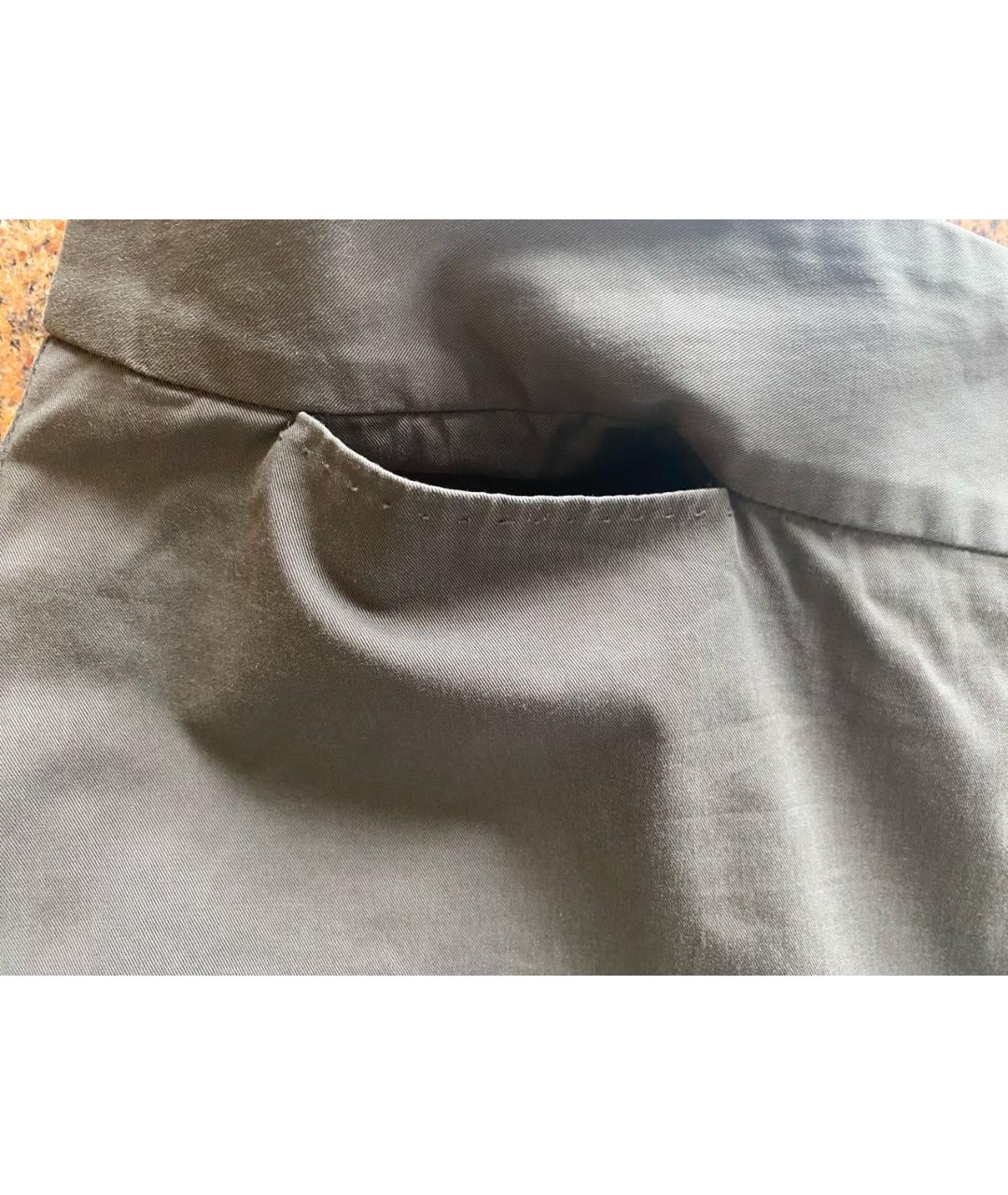 FERRAGAMO Хаки хлопковые прямые брюки, фото 5