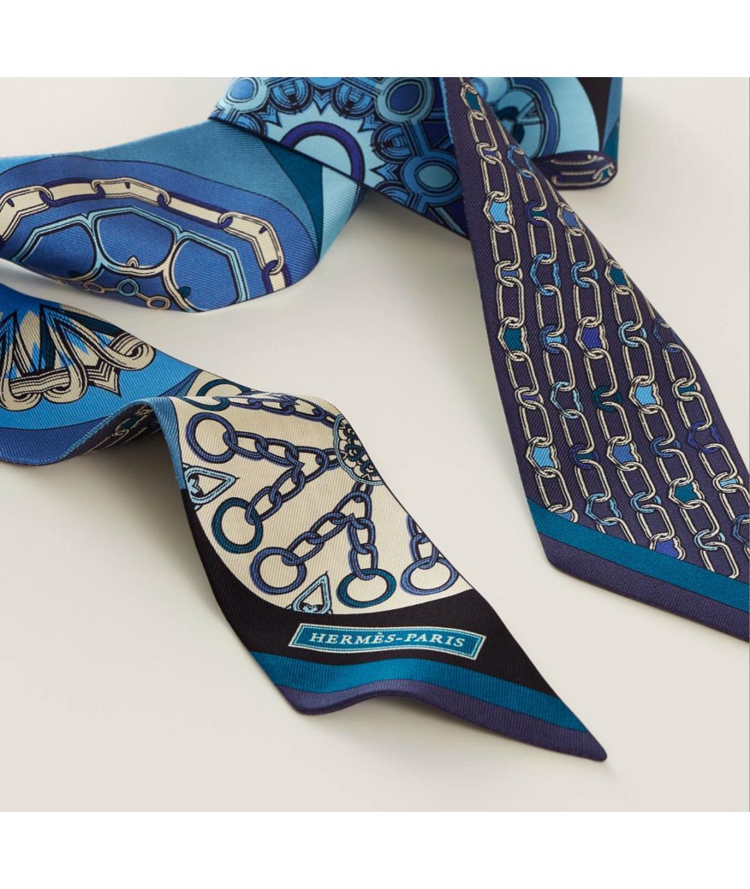 HERMES Темно-синий шелковый платок, фото 2