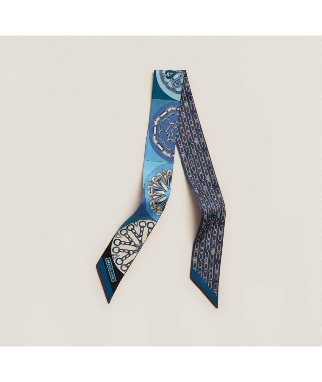 HERMES Темно-синий шелковый платок, фото 3