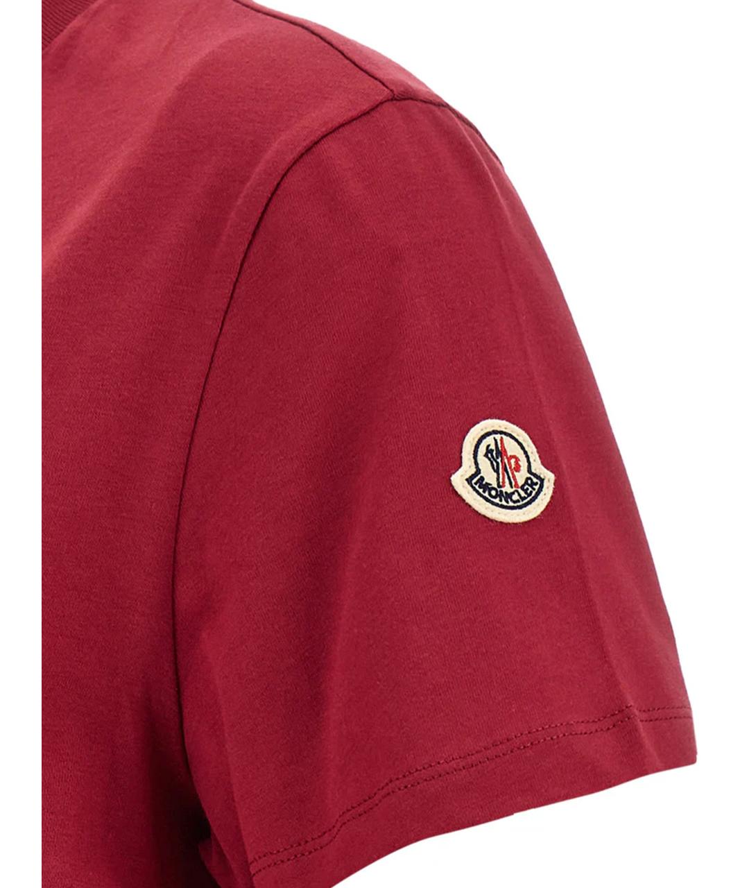 MONCLER Бордовая хлопковая футболка, фото 2