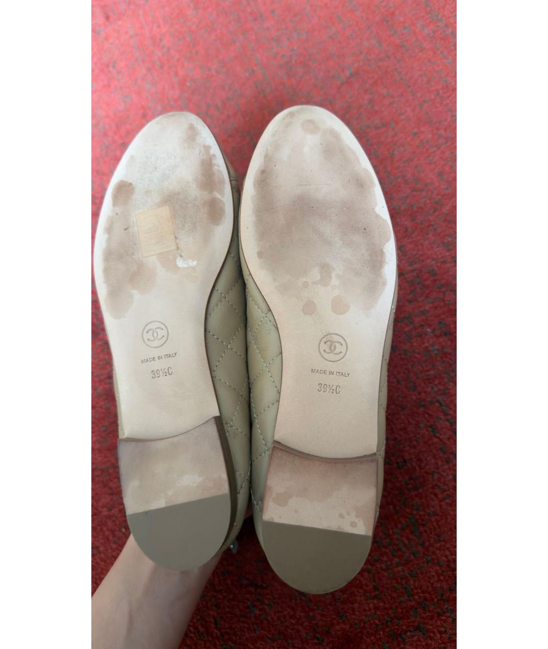 CHANEL Бежевые кожаные балетки, фото 5