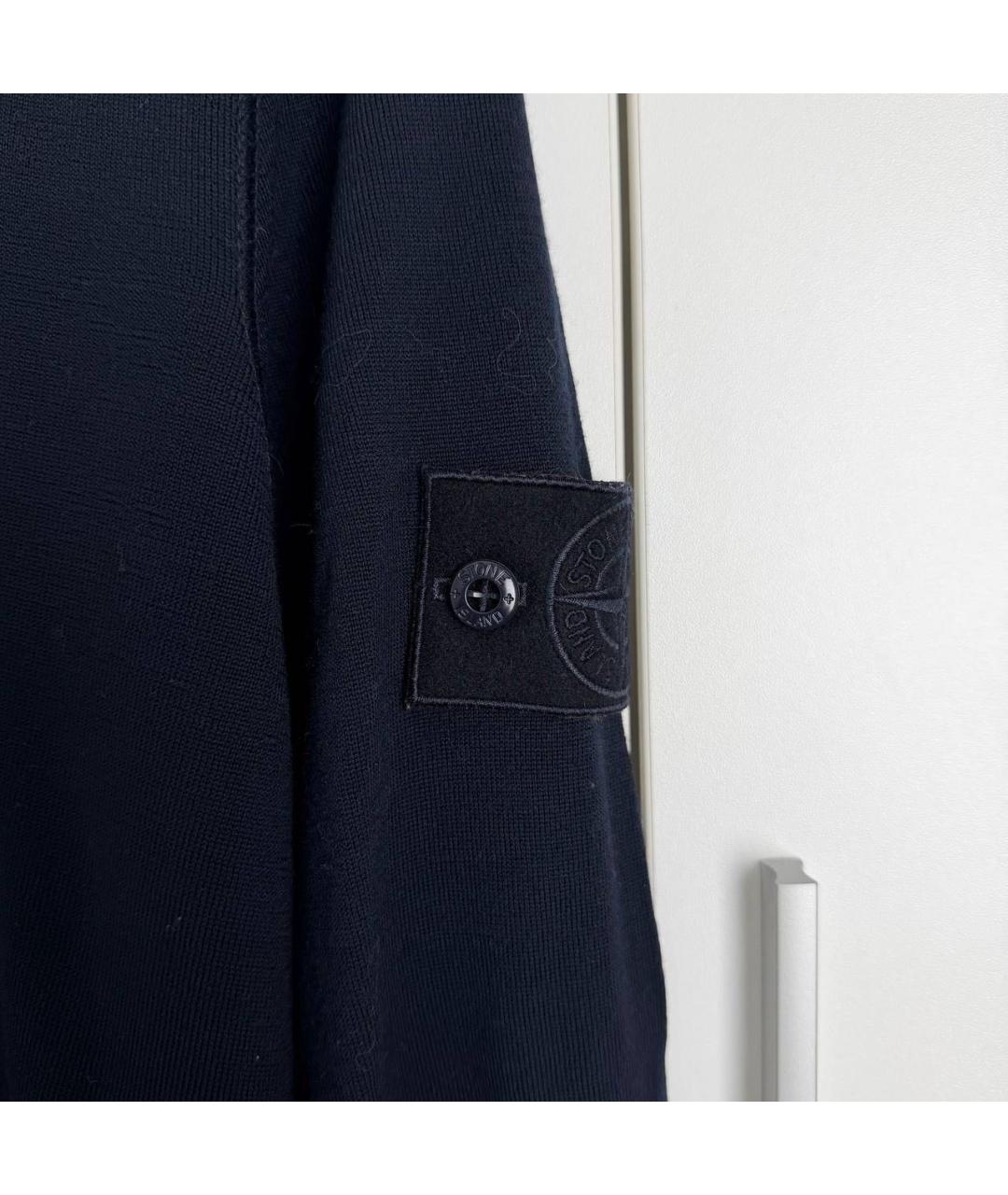 STONE ISLAND Темно-синий шерстяной джемпер / свитер, фото 4