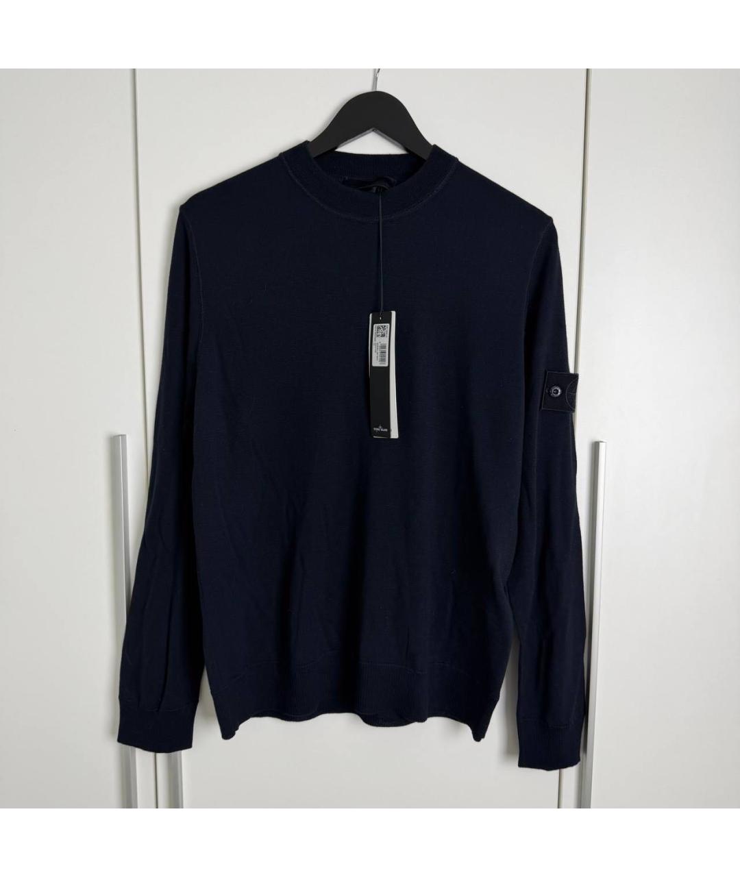 STONE ISLAND Темно-синий шерстяной джемпер / свитер, фото 2