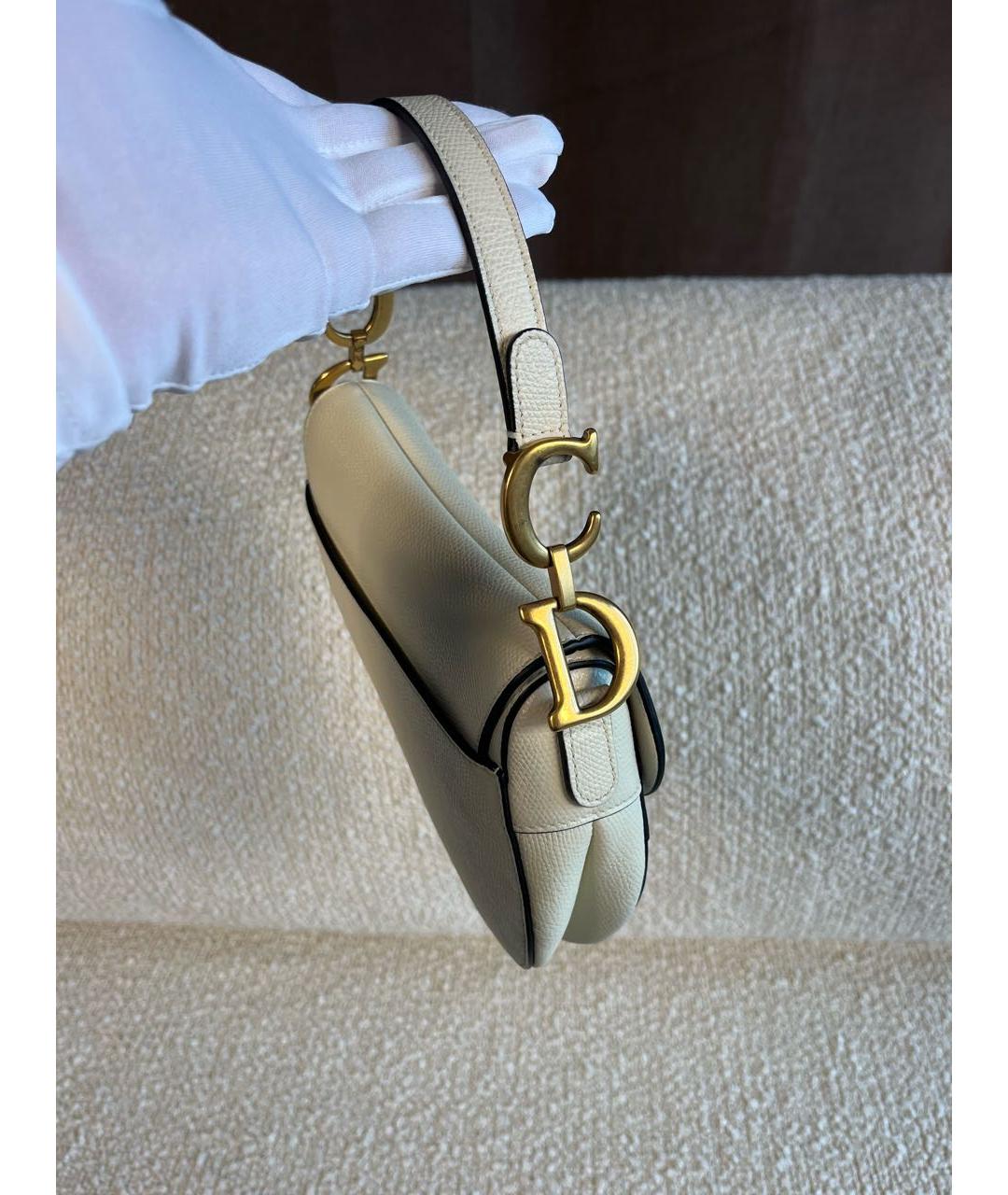 CHRISTIAN DIOR Бежевая кожаная сумка с короткими ручками, фото 8