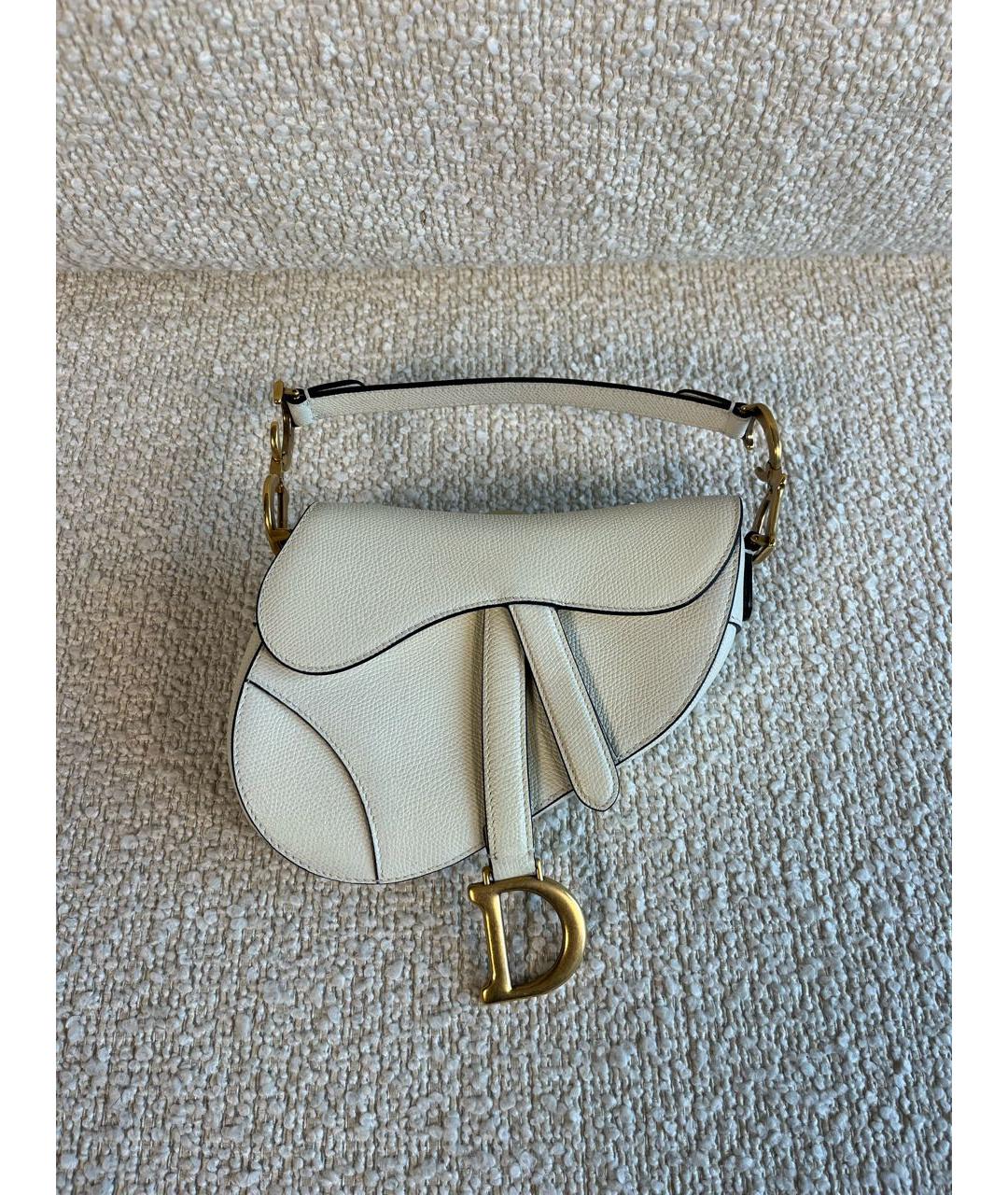 CHRISTIAN DIOR Бежевая кожаная сумка с короткими ручками, фото 9