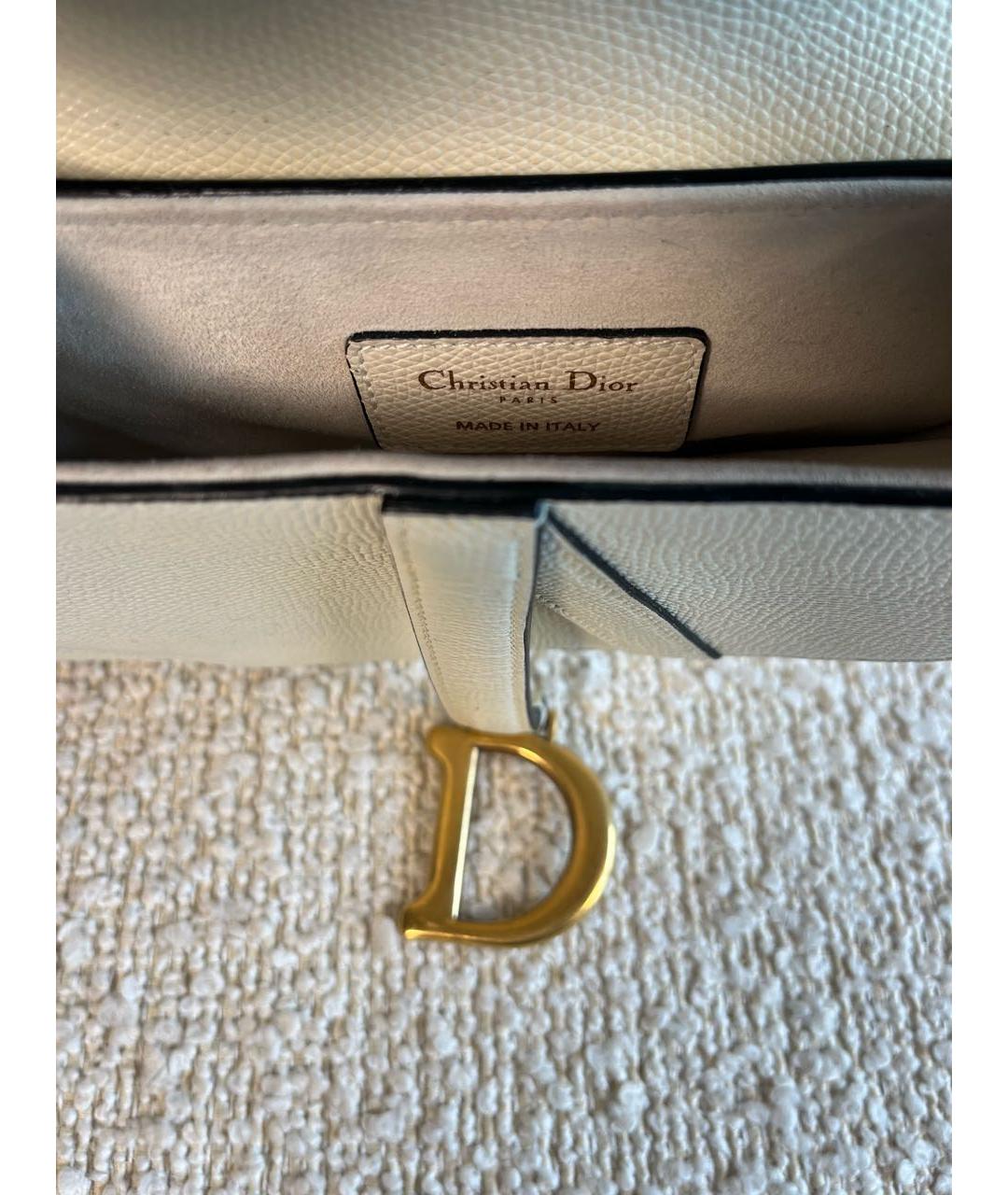 CHRISTIAN DIOR Бежевая кожаная сумка с короткими ручками, фото 4
