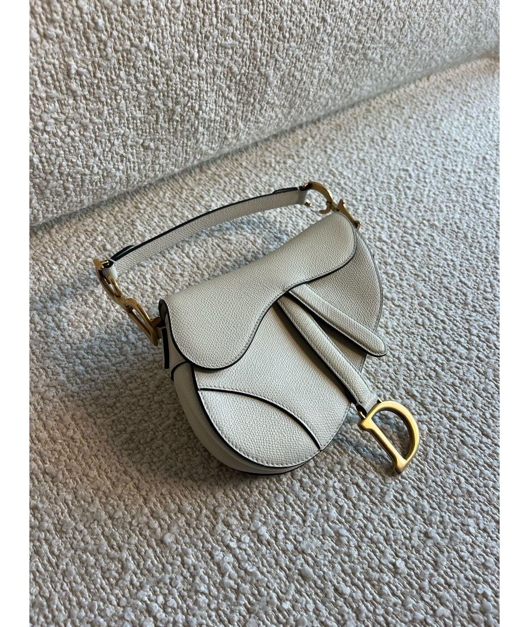 CHRISTIAN DIOR Бежевая кожаная сумка с короткими ручками, фото 2