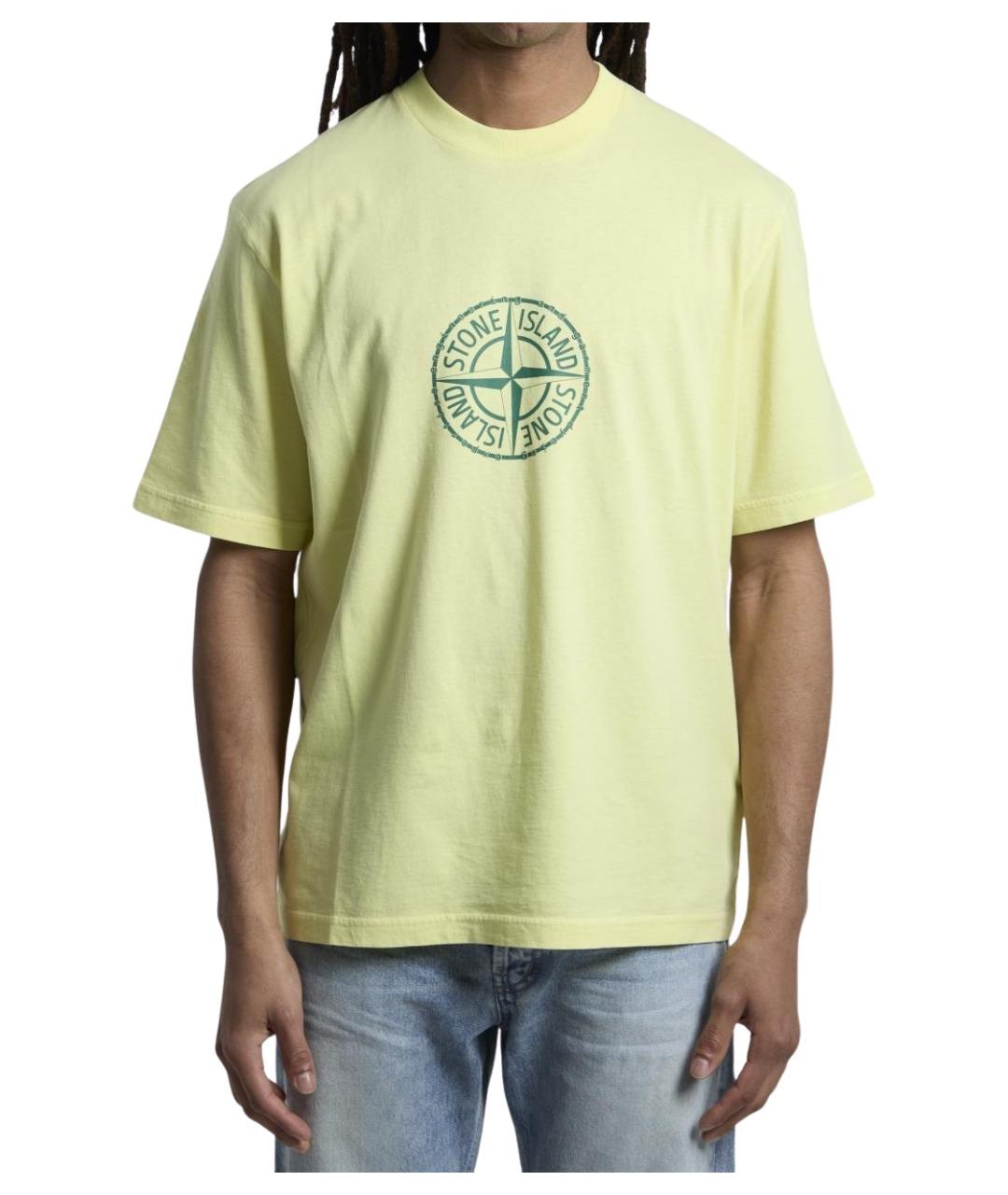 STONE ISLAND Желтая хлопковая футболка, фото 1